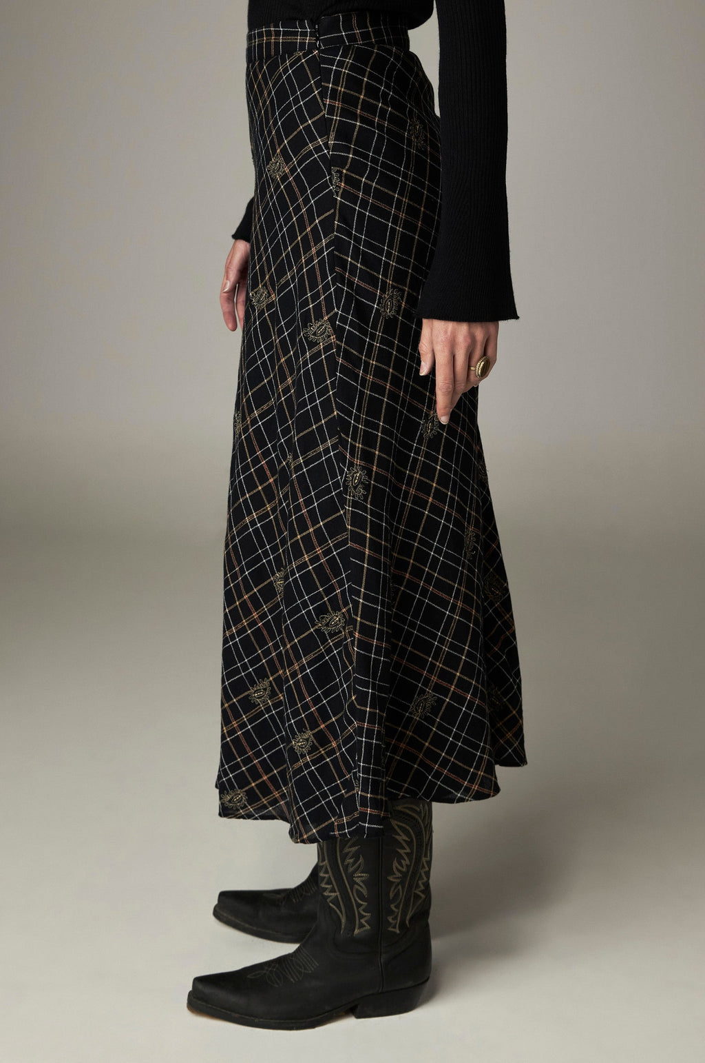 Falda Nelly Vesoul Noir Plaid - vista 4 - MAISON HOTEL