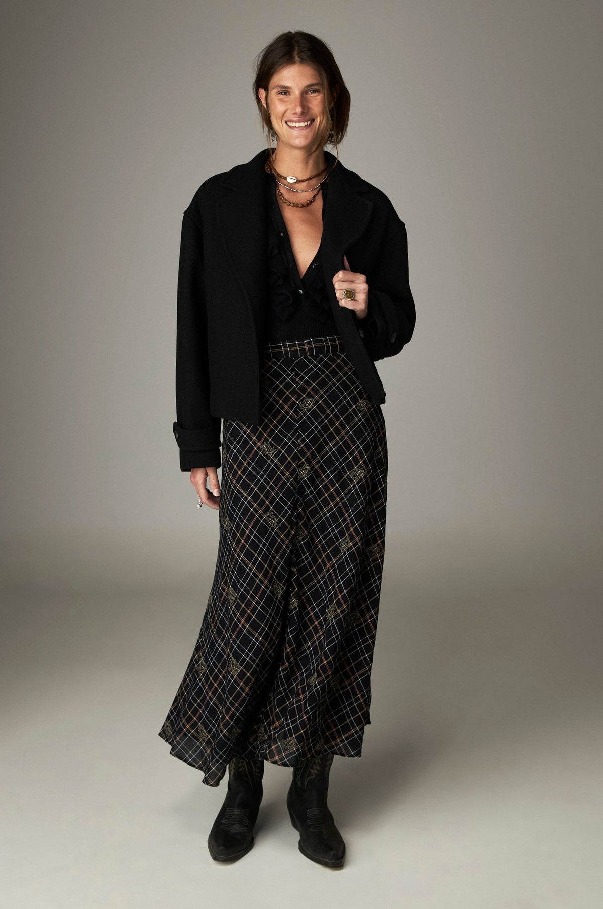 Falda Nelly Vesoul Noir Plaid - vista 6 - MAISON HOTEL