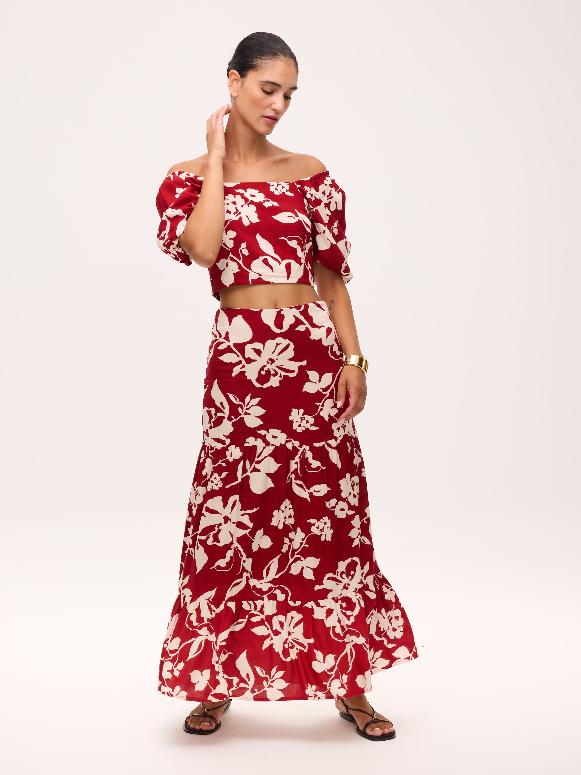 Margaret Red Top and Skirt Set