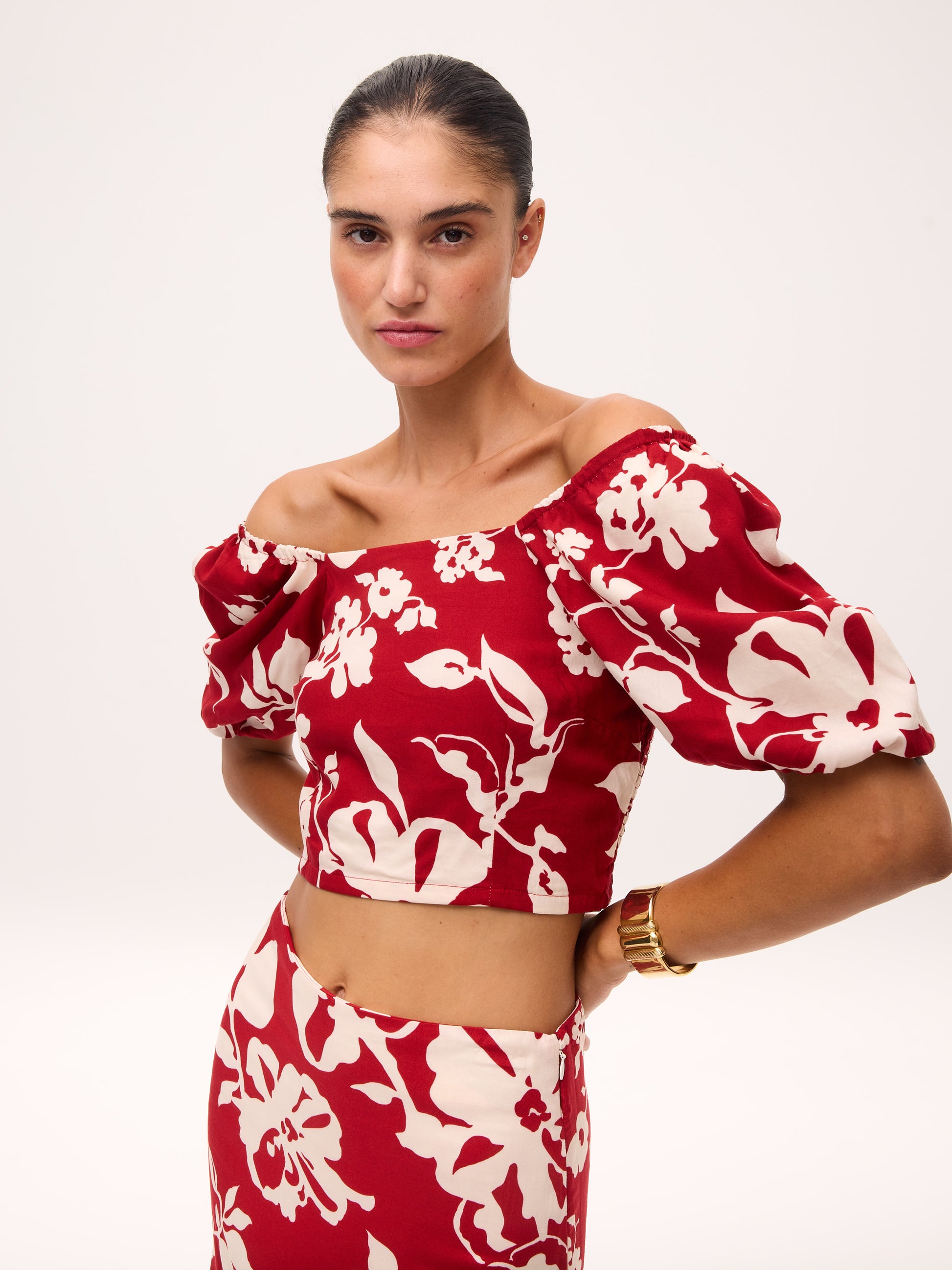 Margaret Red Top and Skirt Set