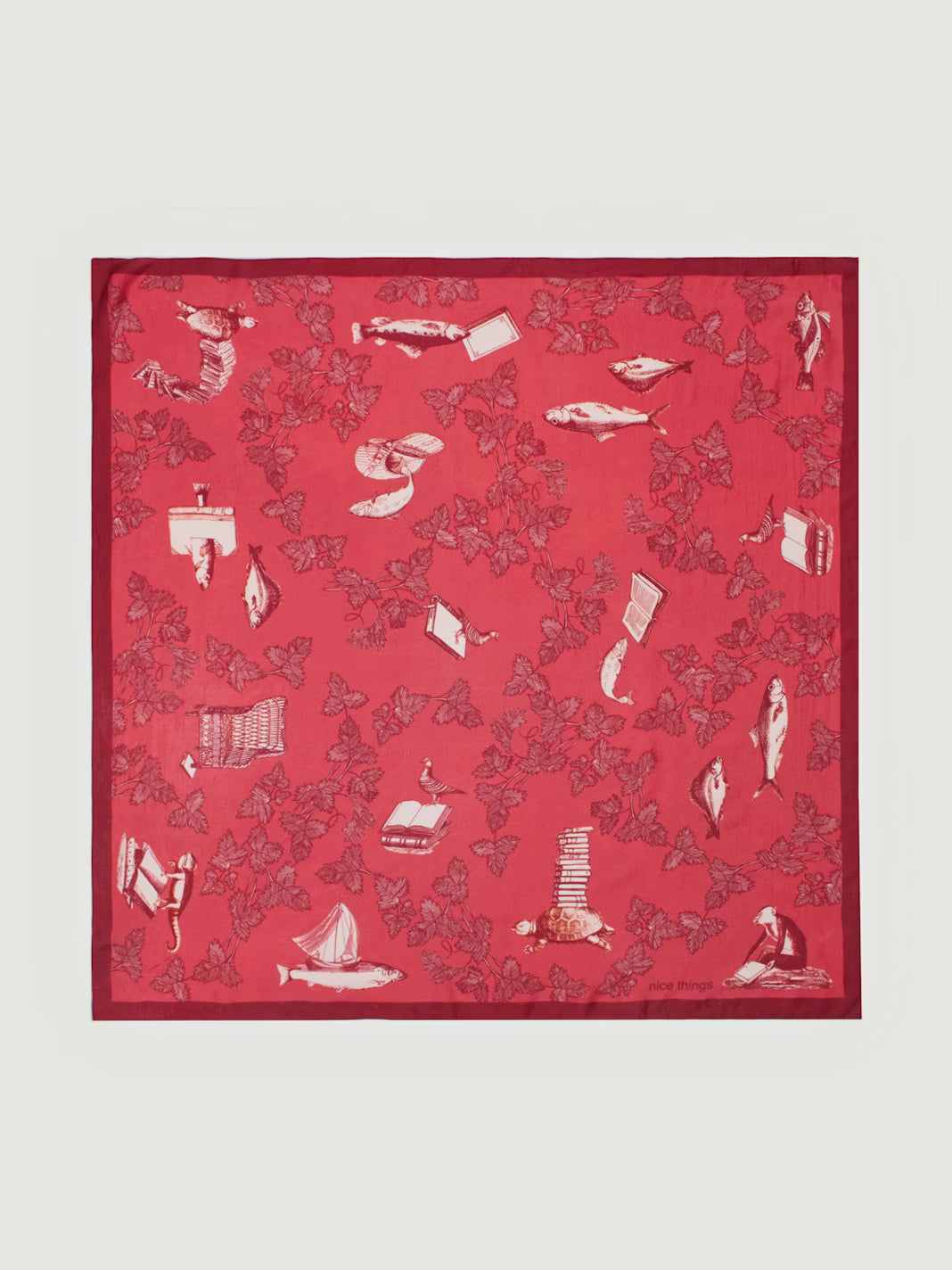 Chal Midsummer Books Print Modal - Cupro S Rojo Oscuro