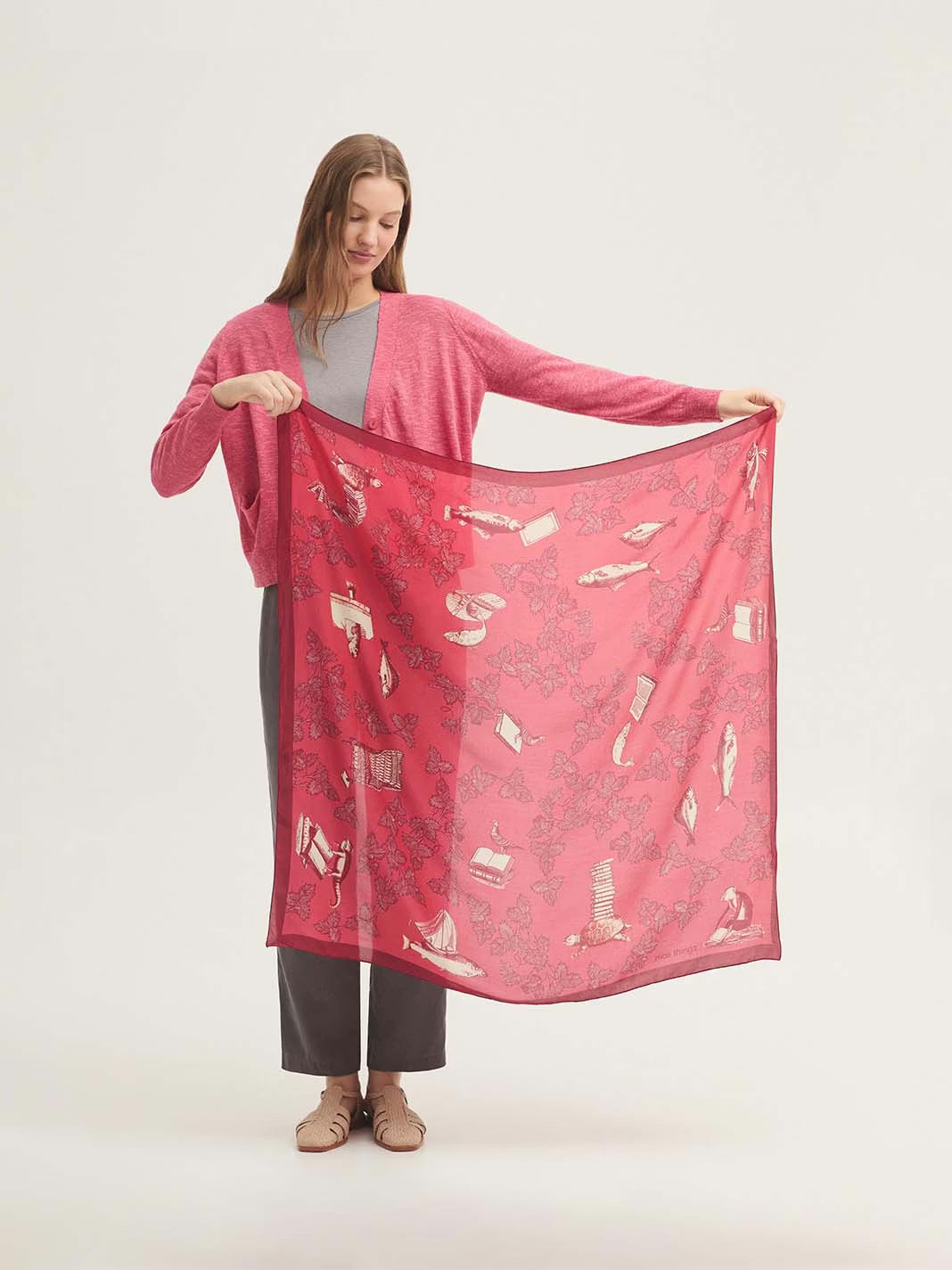 Chal Midsummer Books Print Modal - Cupro S Rojo Oscuro