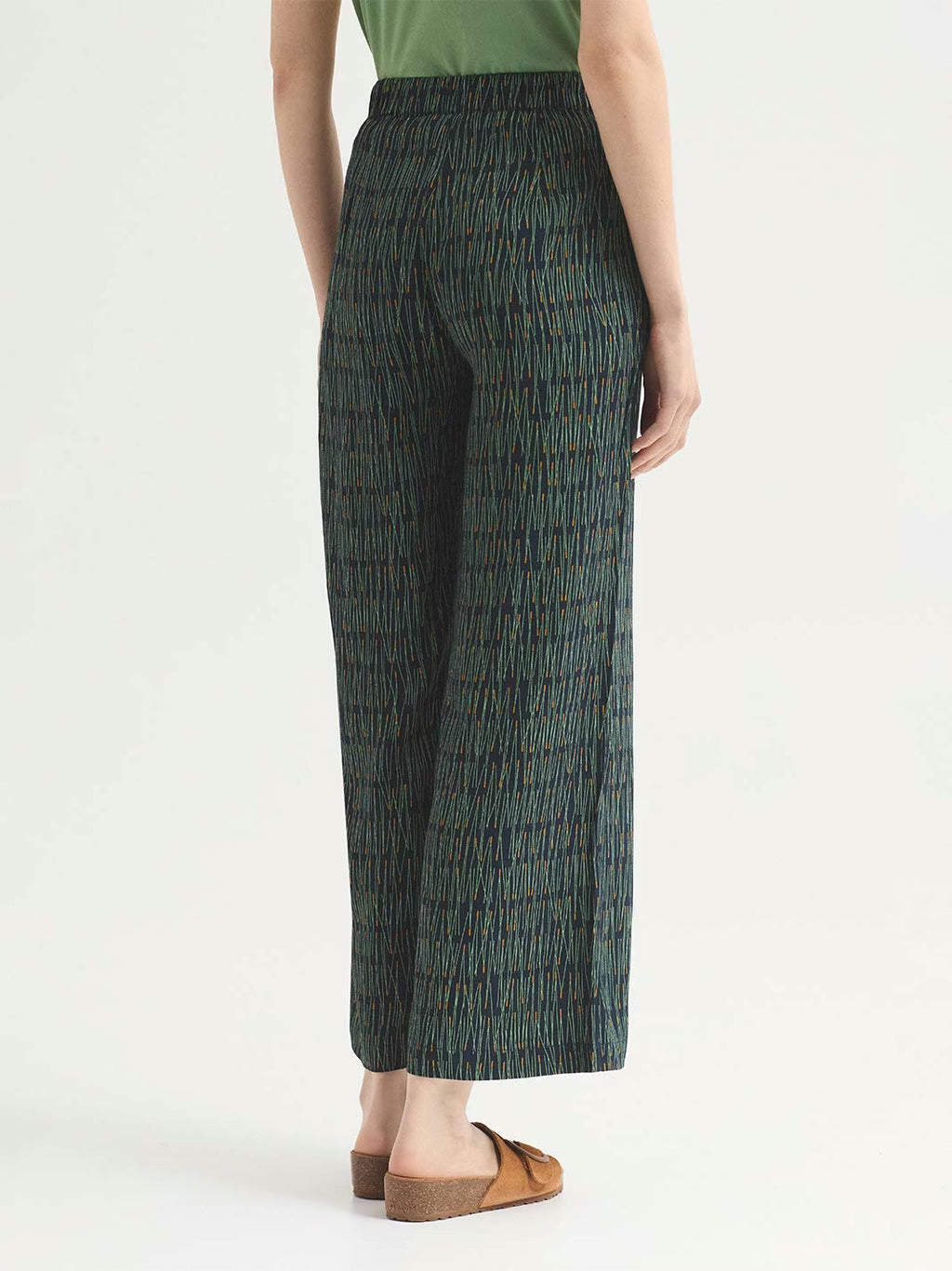 Pantalón Fluido Pine Needles Print Marino
