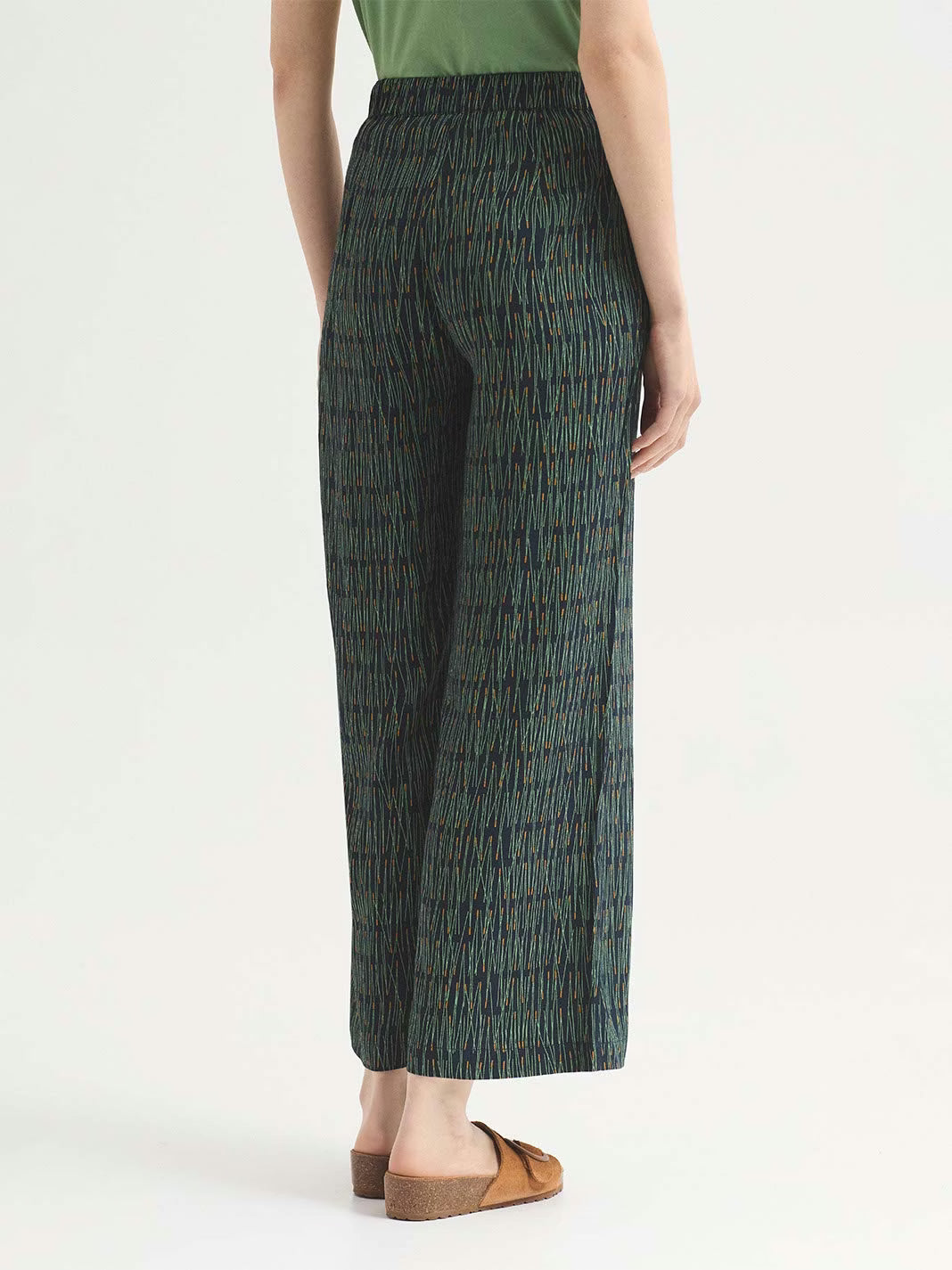 Pantalón Fluido Pine Needles Print Marino