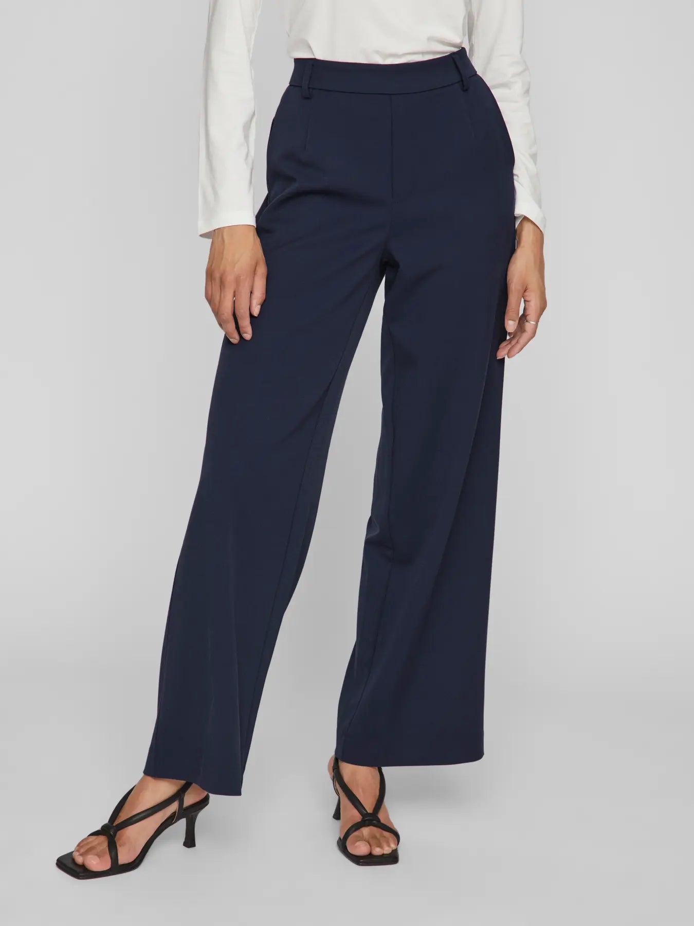 Pantalón Ancho Vivarone Talle Alto Estampado Azul Marino
