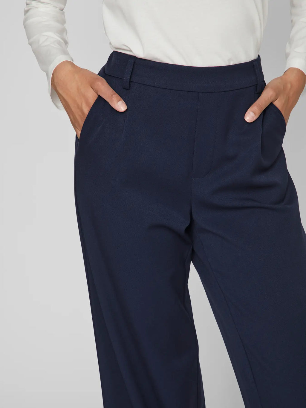 Pantalón Ancho Vivarone Talle Alto Estampado Azul Marino