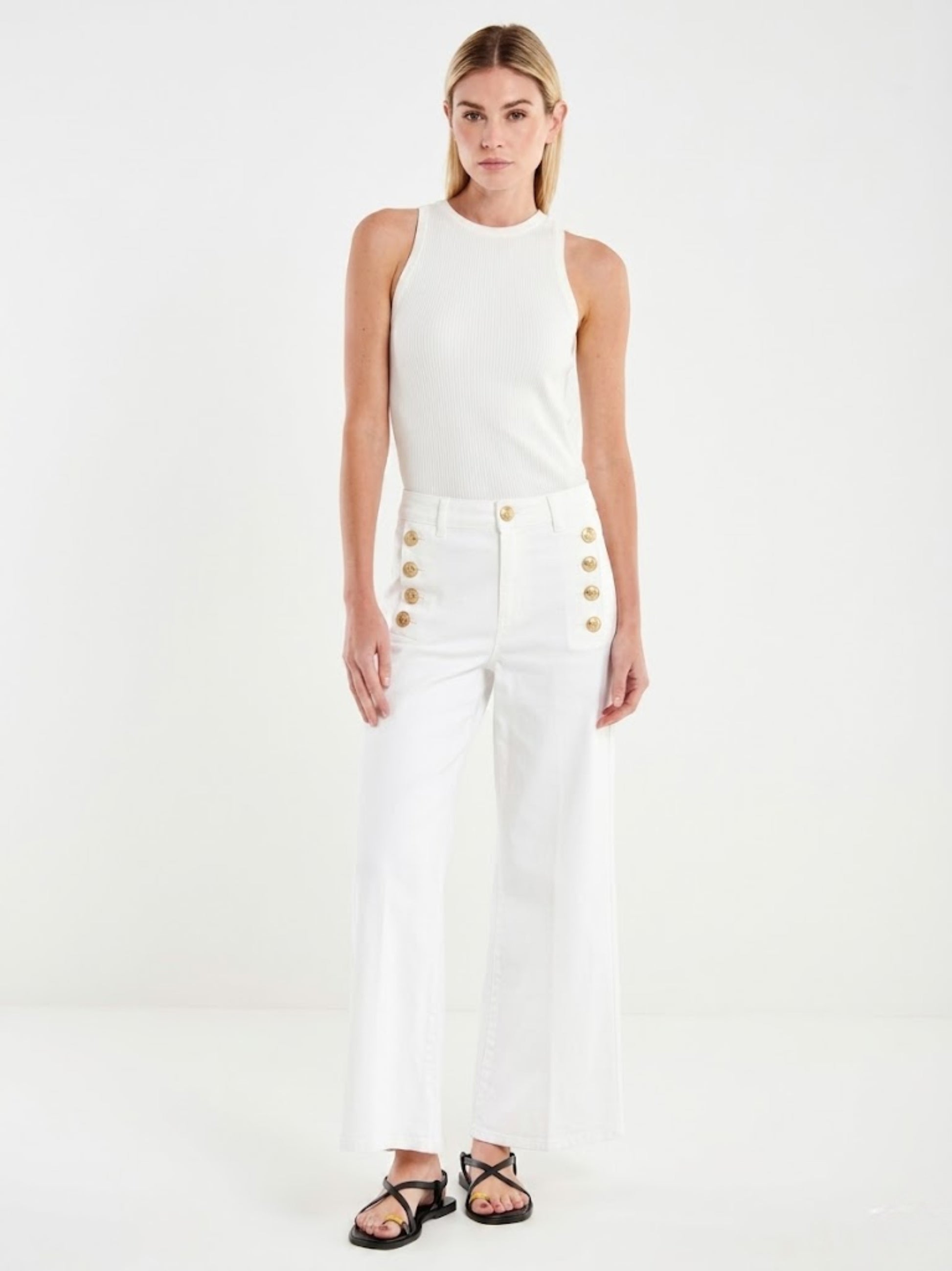 Pantalón Blanco Botones Dorados DAB5041