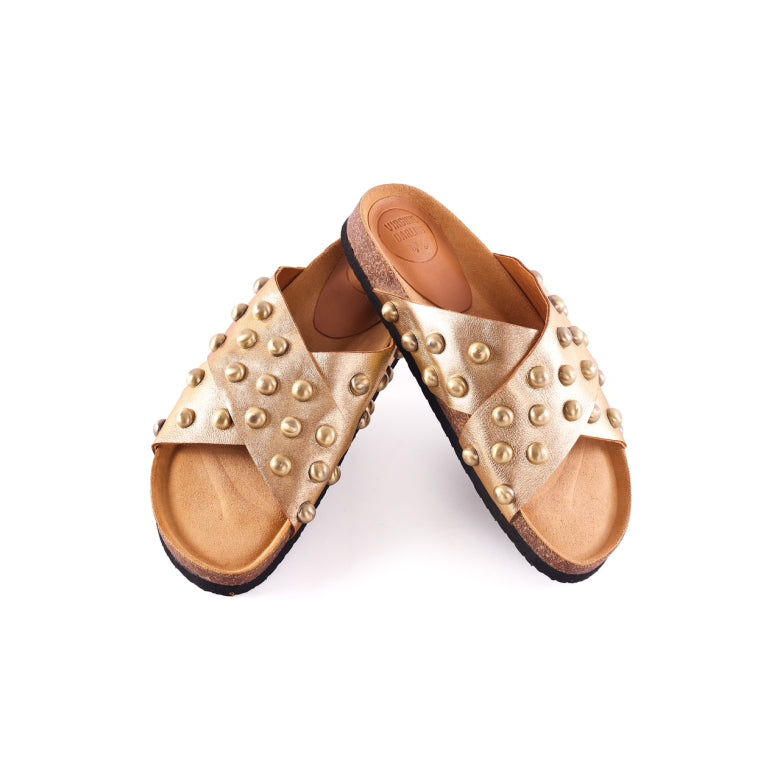 SANDALIA PIEL TATA ROCK CROISEES CHAMPAGNE