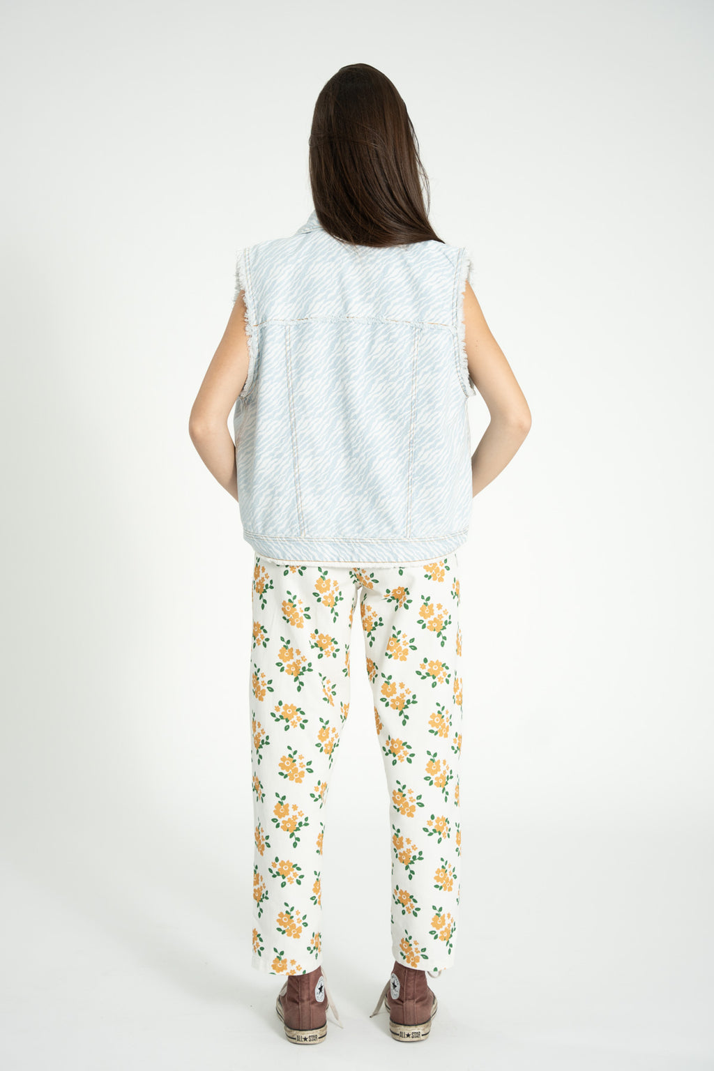 Ecru Floral Mustard Trousers