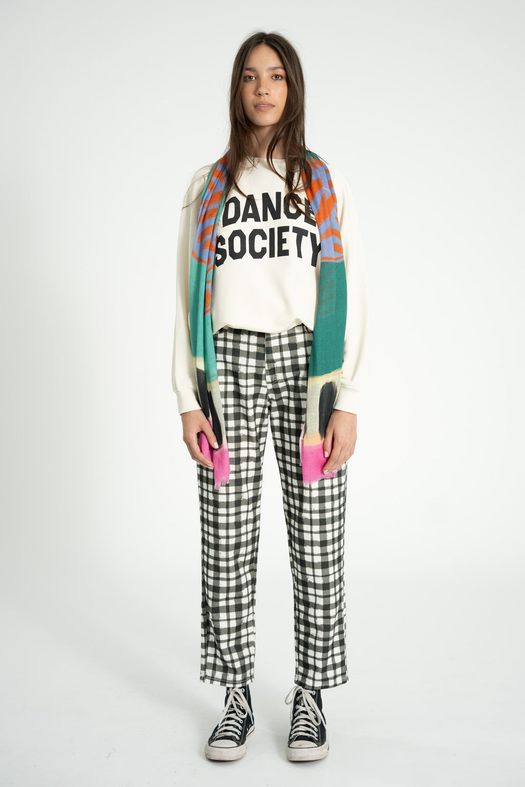 Black and Ecru Check Trousers 