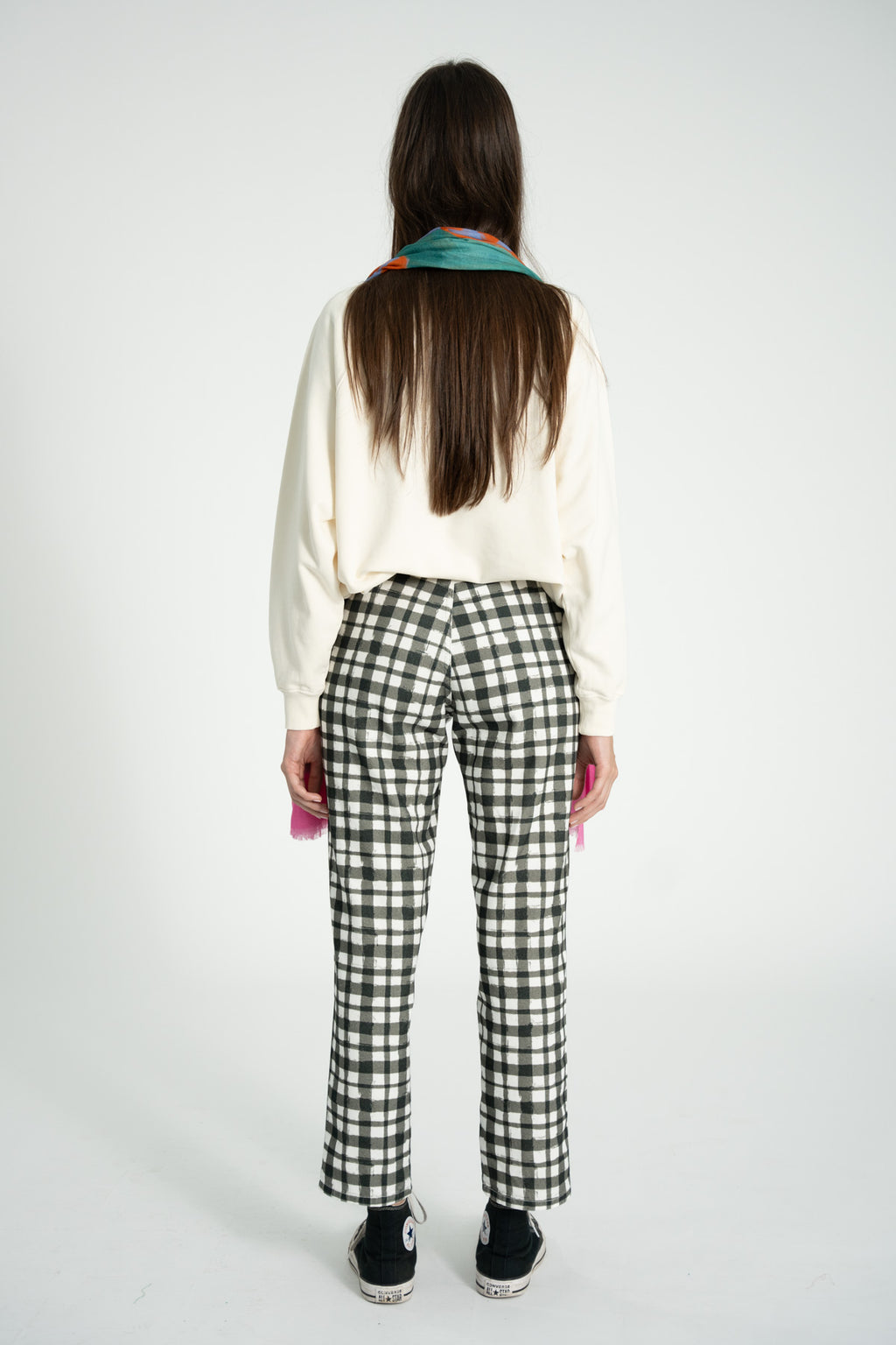 Black and Ecru Check Trousers 