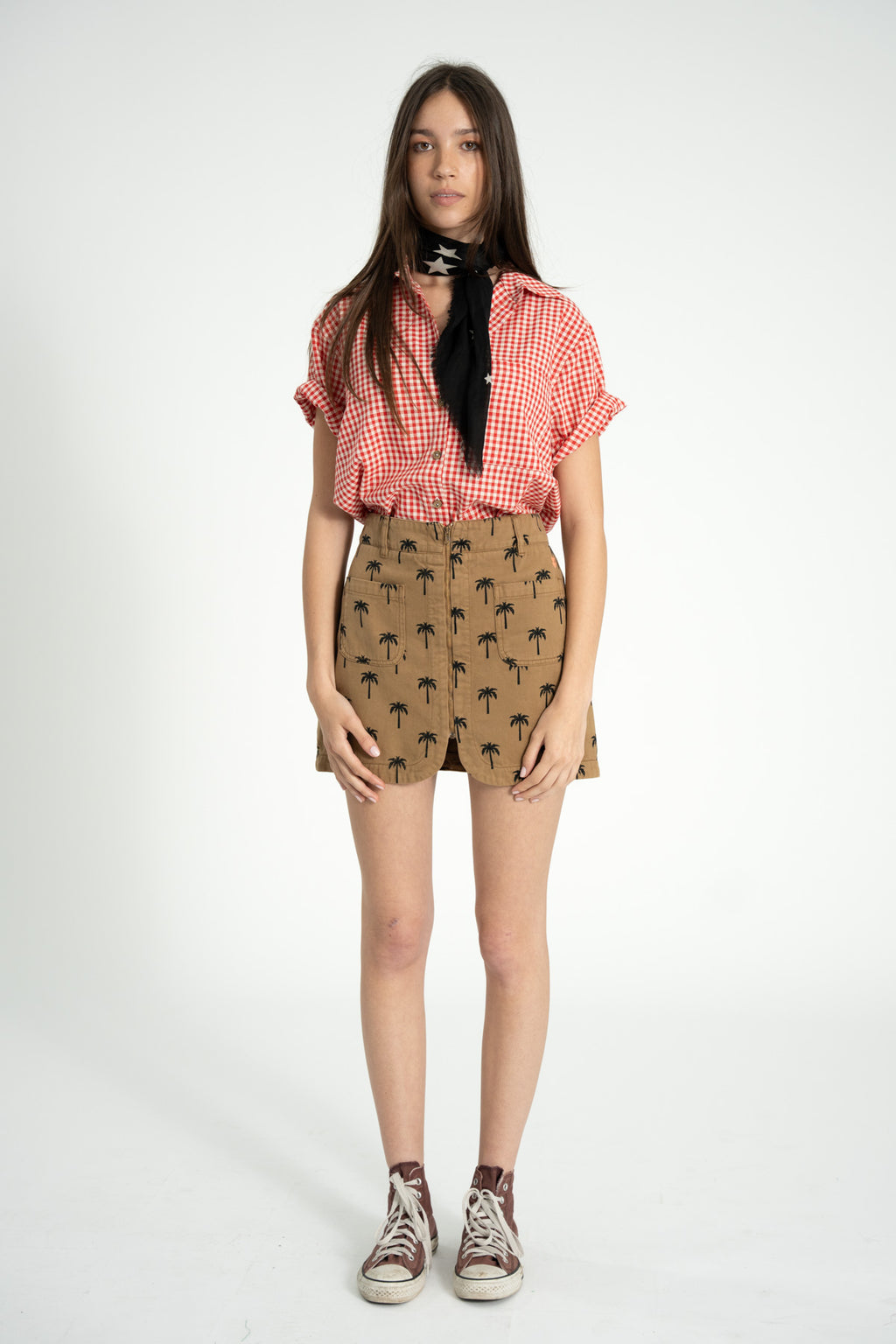 Falda Corta Marrón Palmeras
