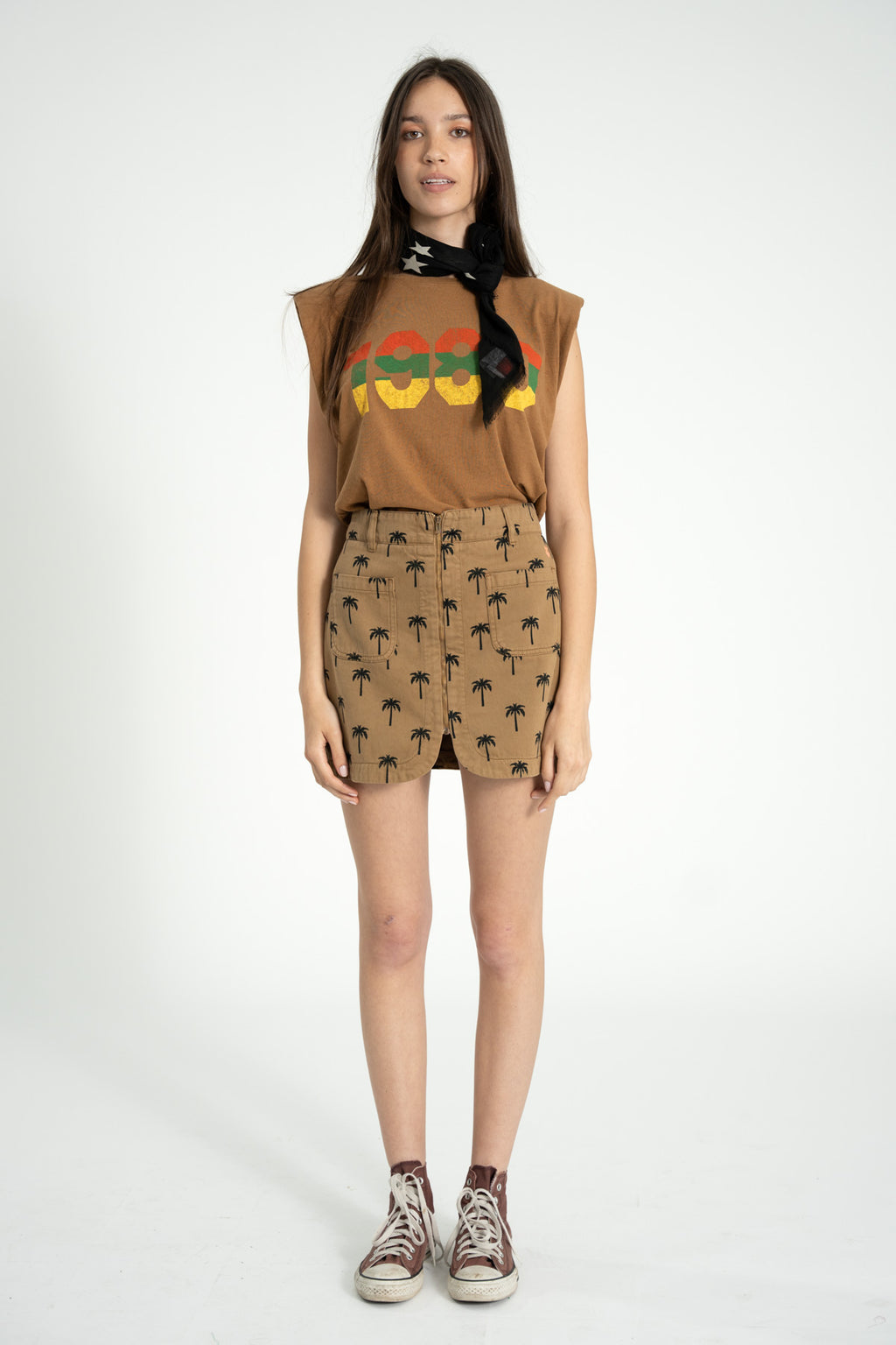 Camiseta Sin Mangas Con Hombreras Marrón "1980"