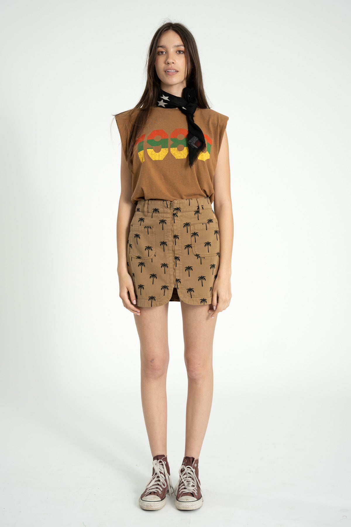 Camiseta Sin Mangas Con Hombreras Marrón "1980"