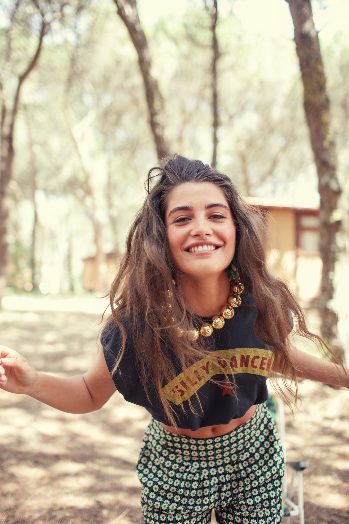 Camiseta/Top Sin Mangas Cuello Redondo Negro "Silly Dancer"