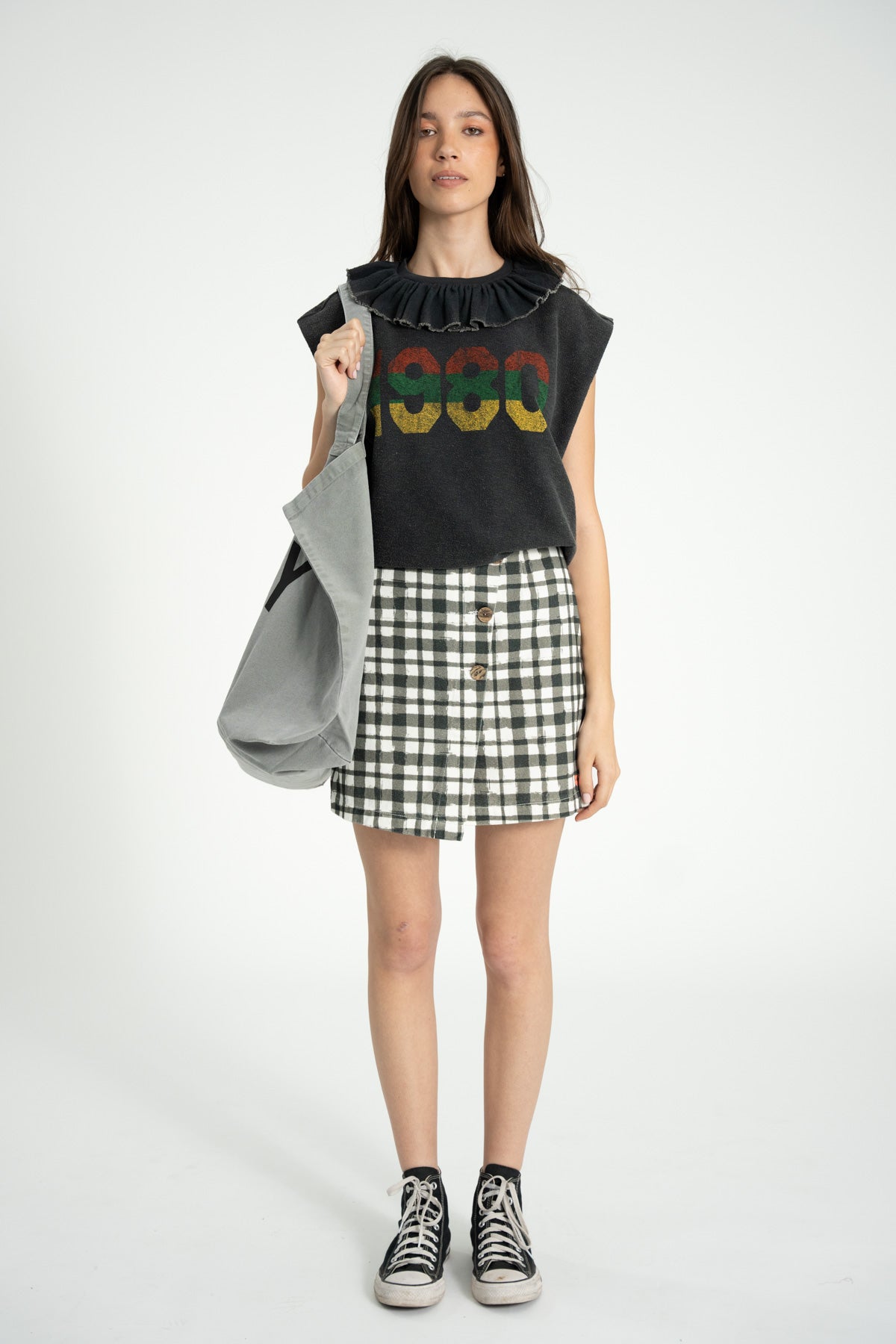 Sudadera Sin Mangas Con Cuello Negro Lavado "1980"