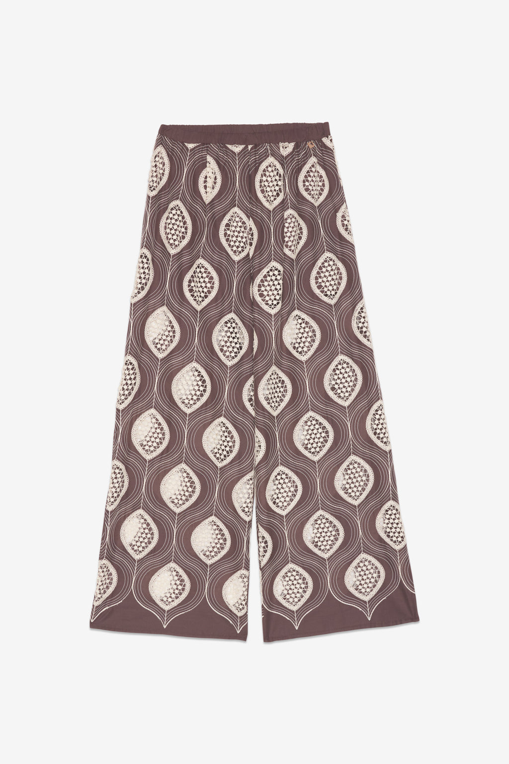 Pantalón Marrón Estampado Bordado M003 M8504P