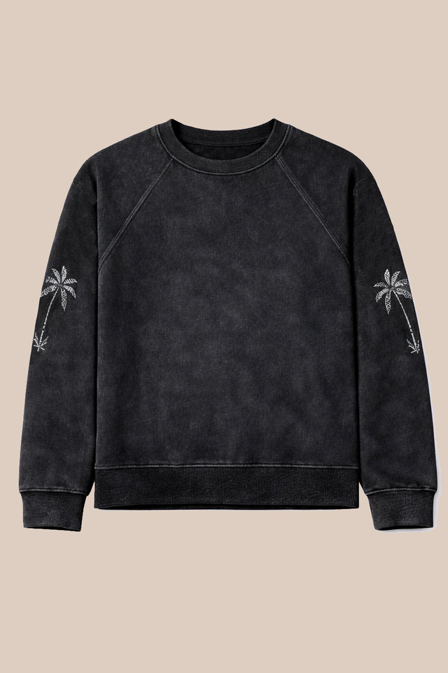 Sudadera Palmeras Gris Efecto Lavado