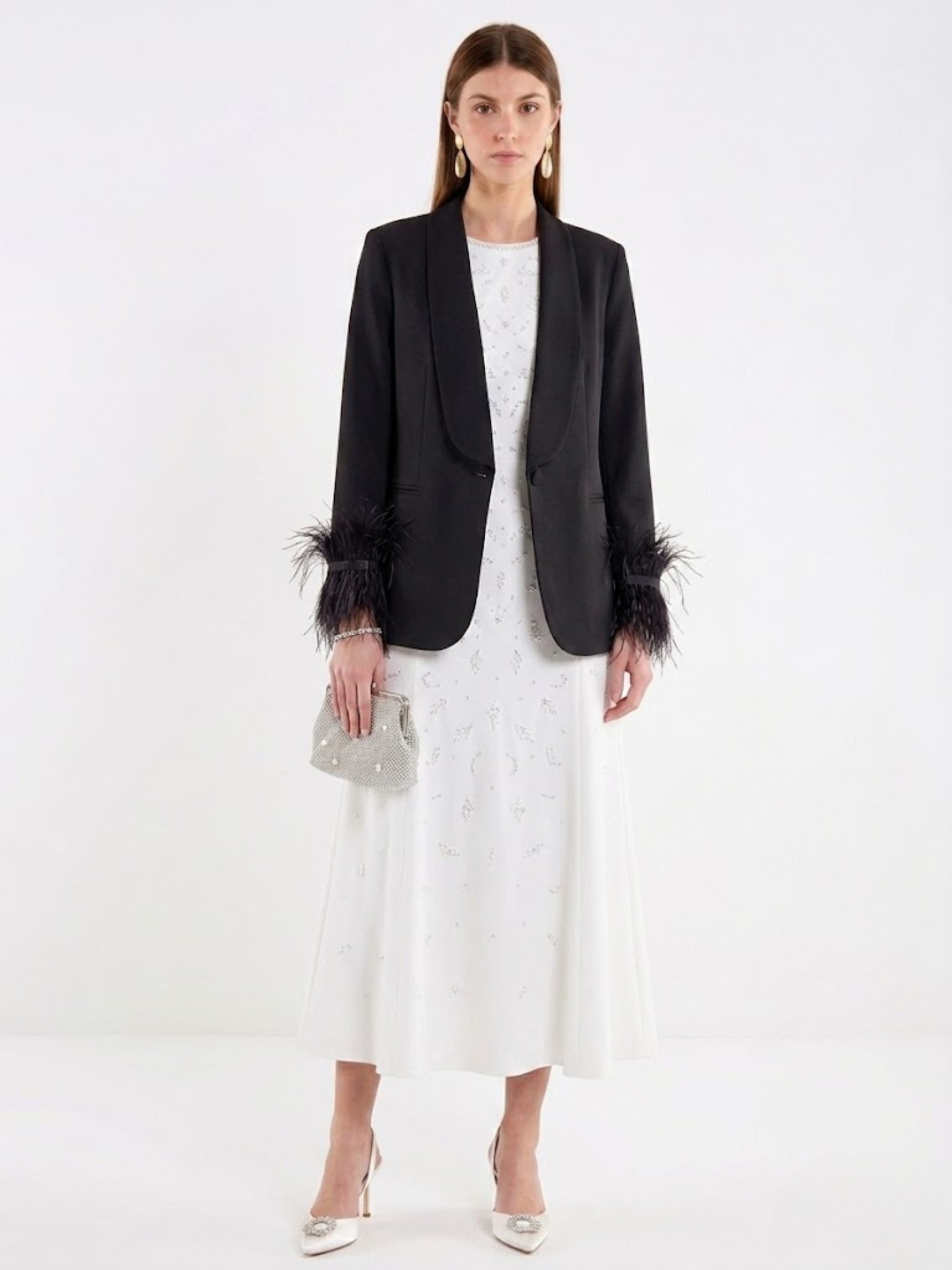 Americana Negra con Plumas TAB1470