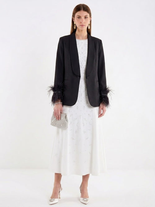 Americana Negra con Plumas TAB1470