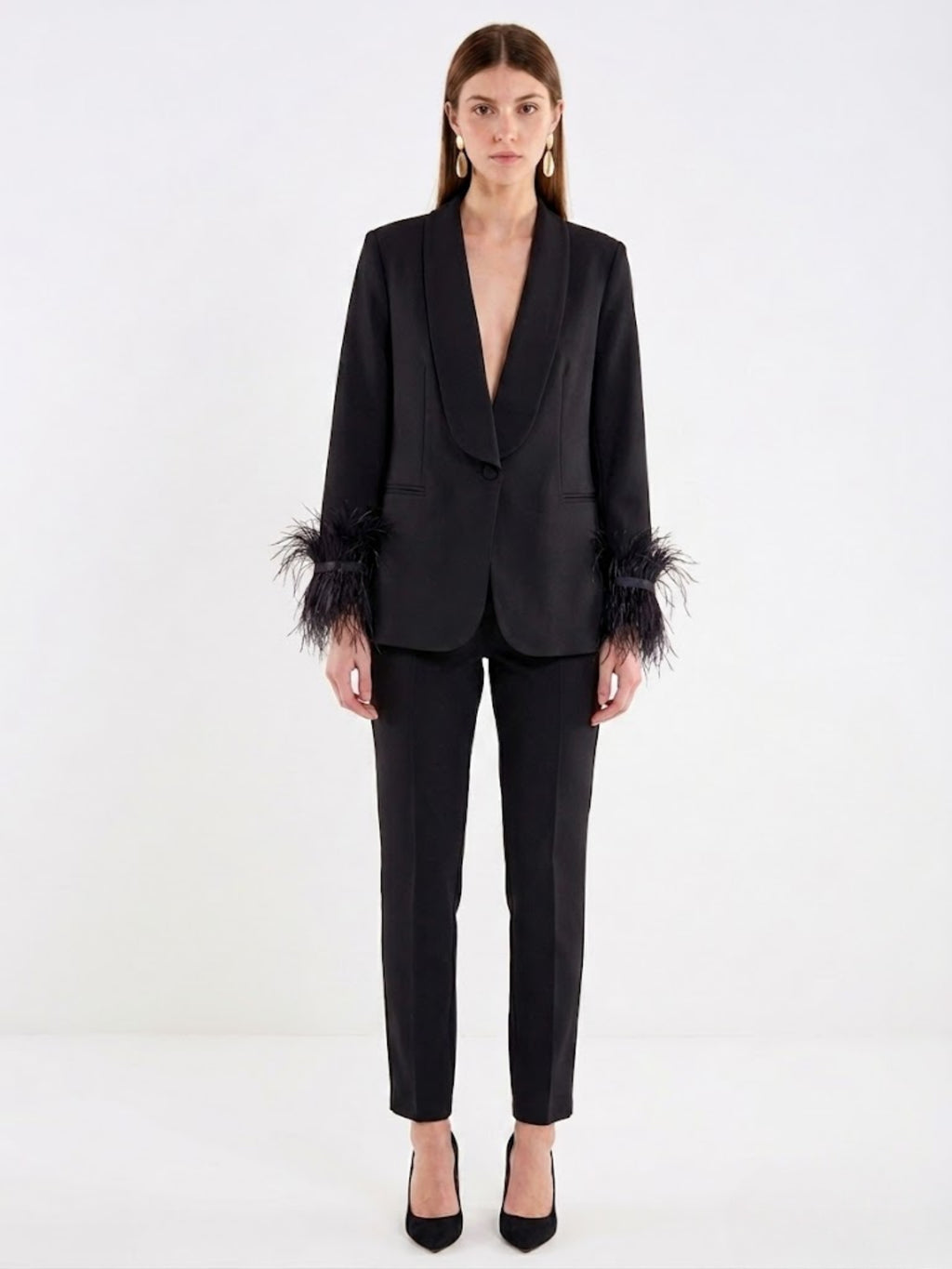 Americana Negra con Plumas TAB1470