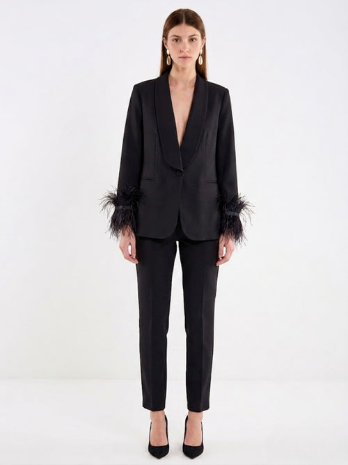 Americana Negra con Plumas TAB1470