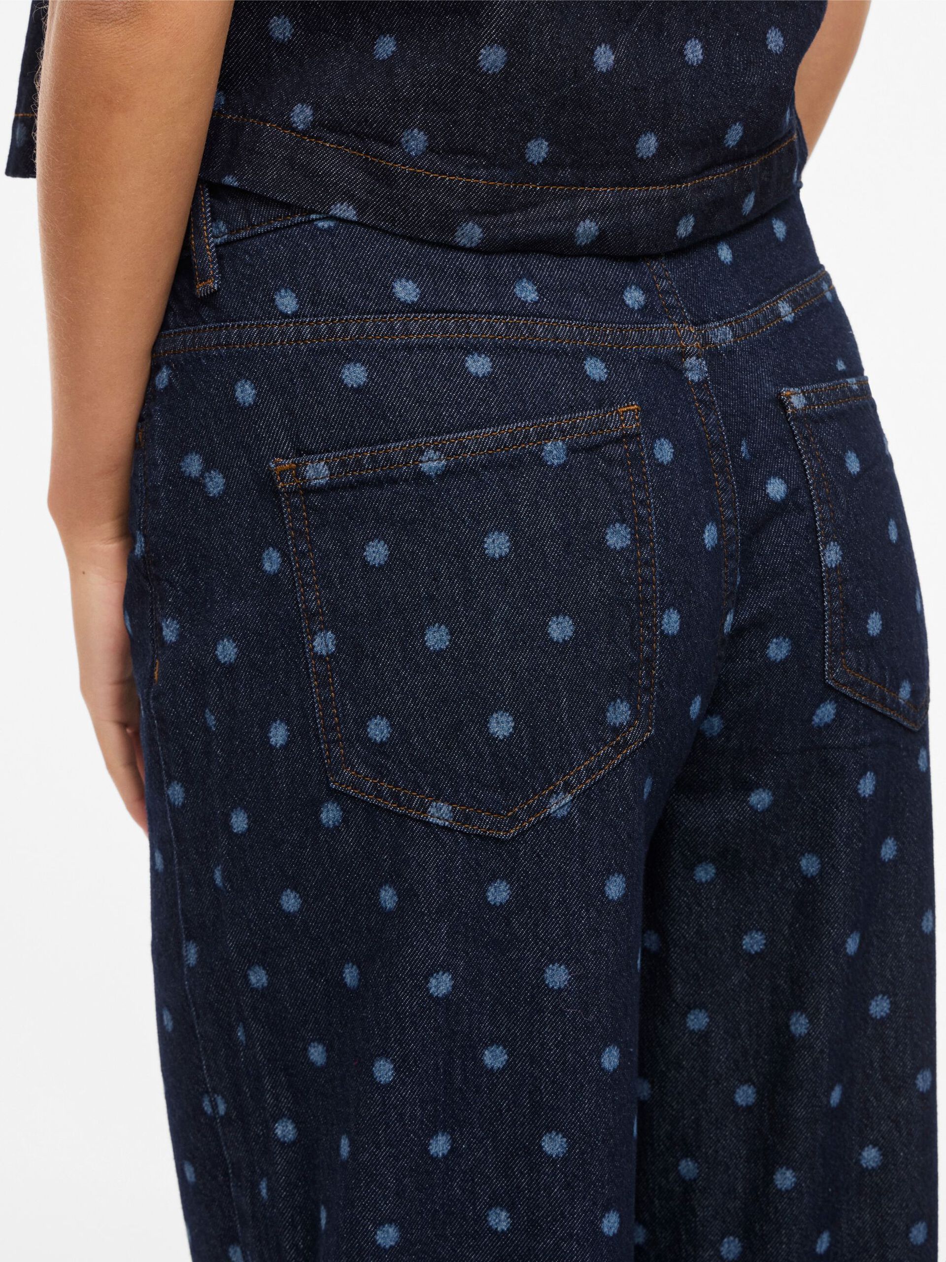 Jeans Vifreya Talle Alto Wide Leg Azul Denim Oscuro