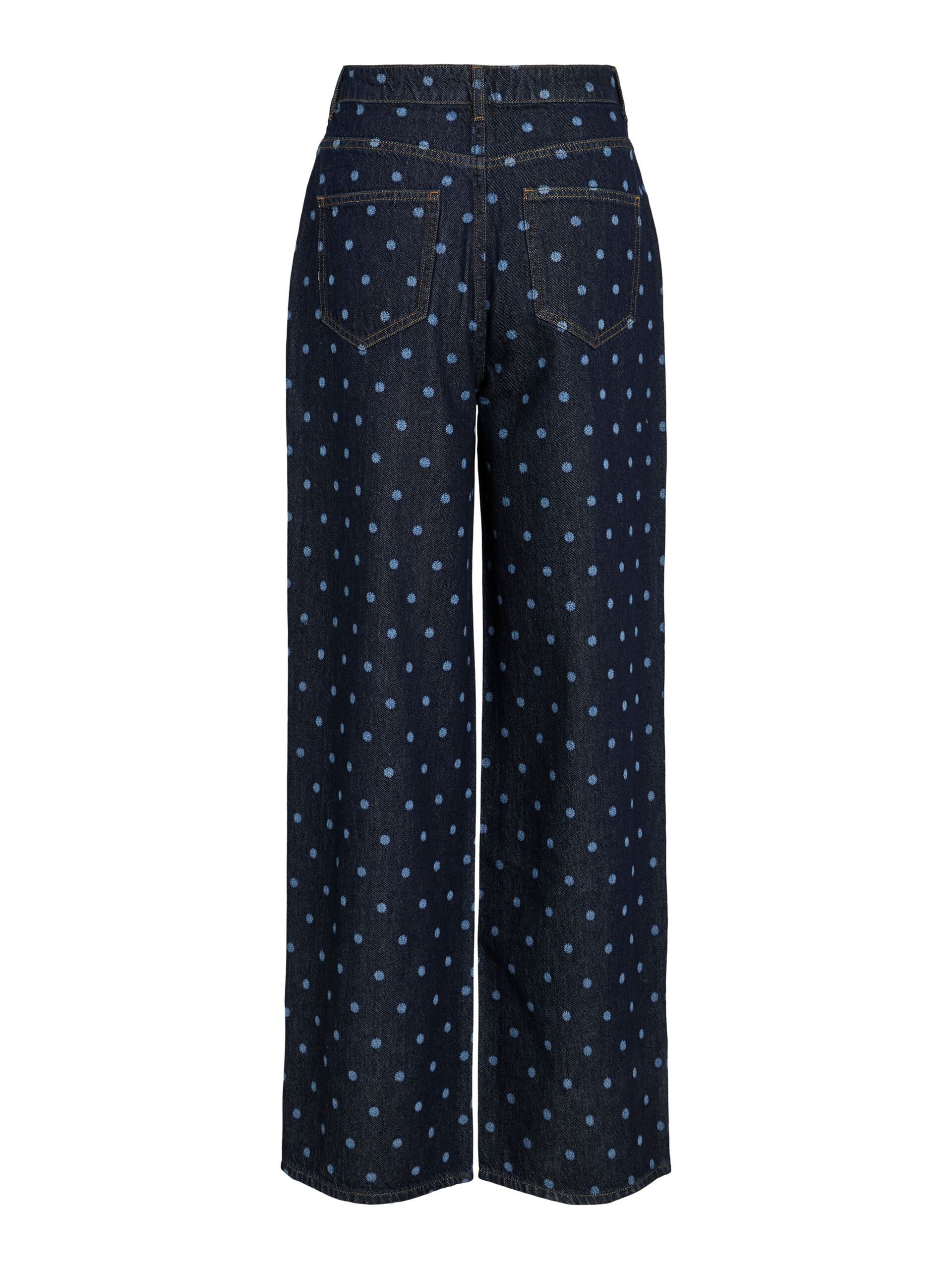 Jeans Vifreya Talle Alto Wide Leg Azul Denim Oscuro