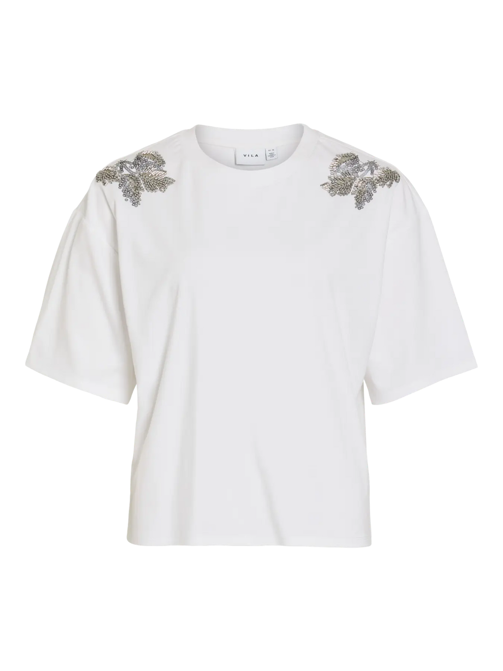 Viselsa Short Sleeve T-Shirt with White Embroidered Detail