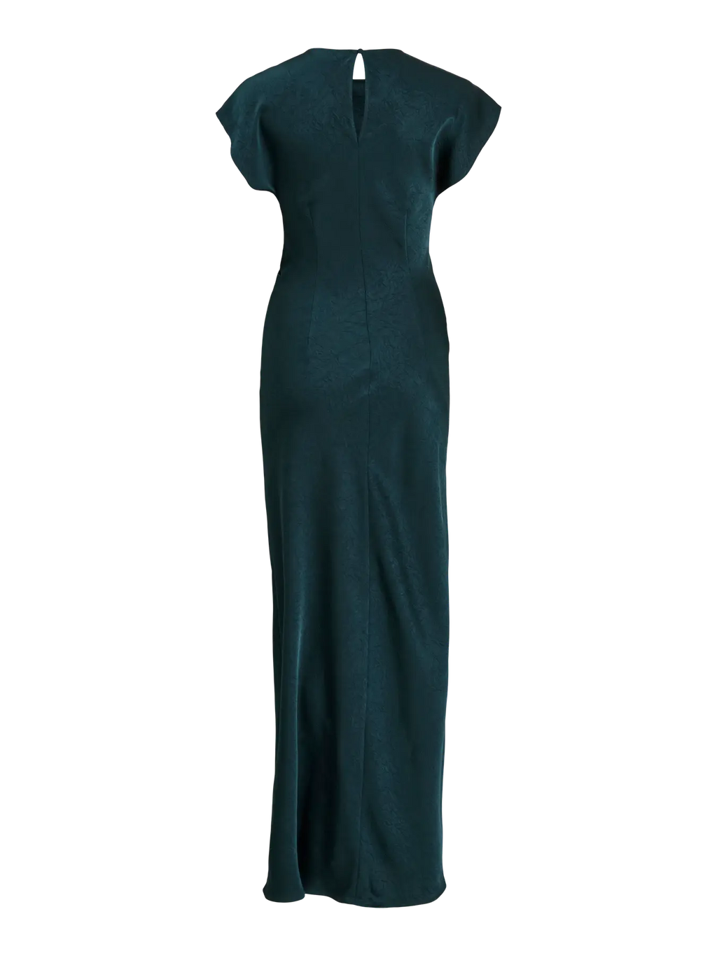 Vestido Maxi Vichapina Cuello Redondo Manga Corta Azul Profundo