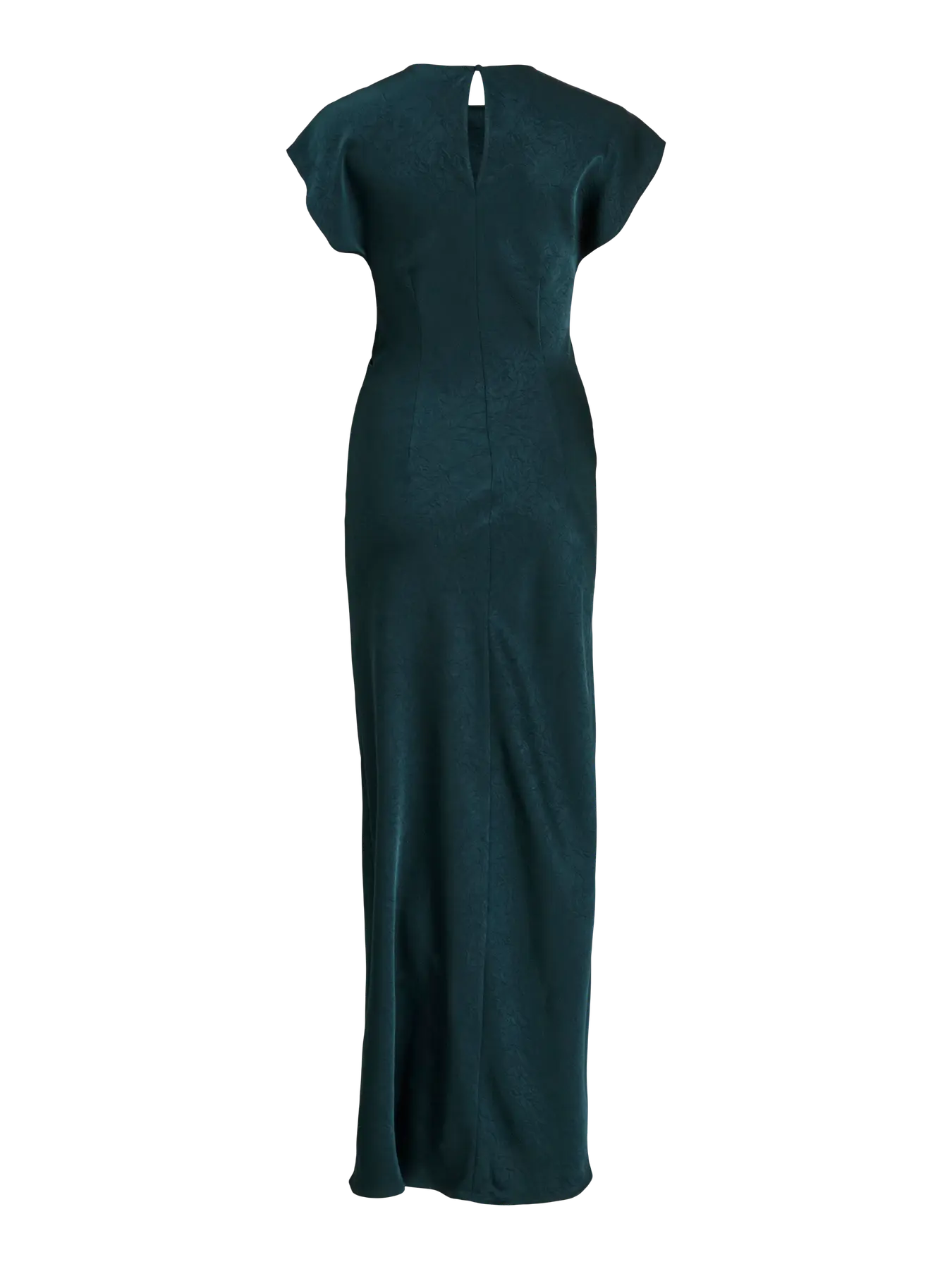 Vestido Maxi Vichapina Cuello Redondo Manga Corta Azul Profundo