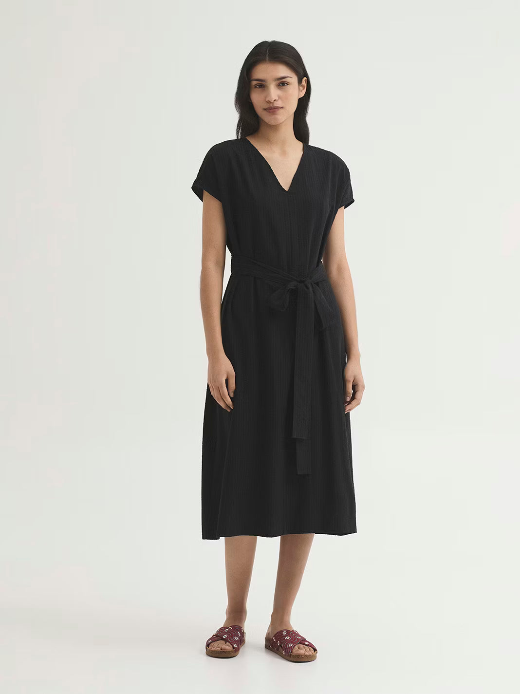 Vestido Seersucker Tencel Preto