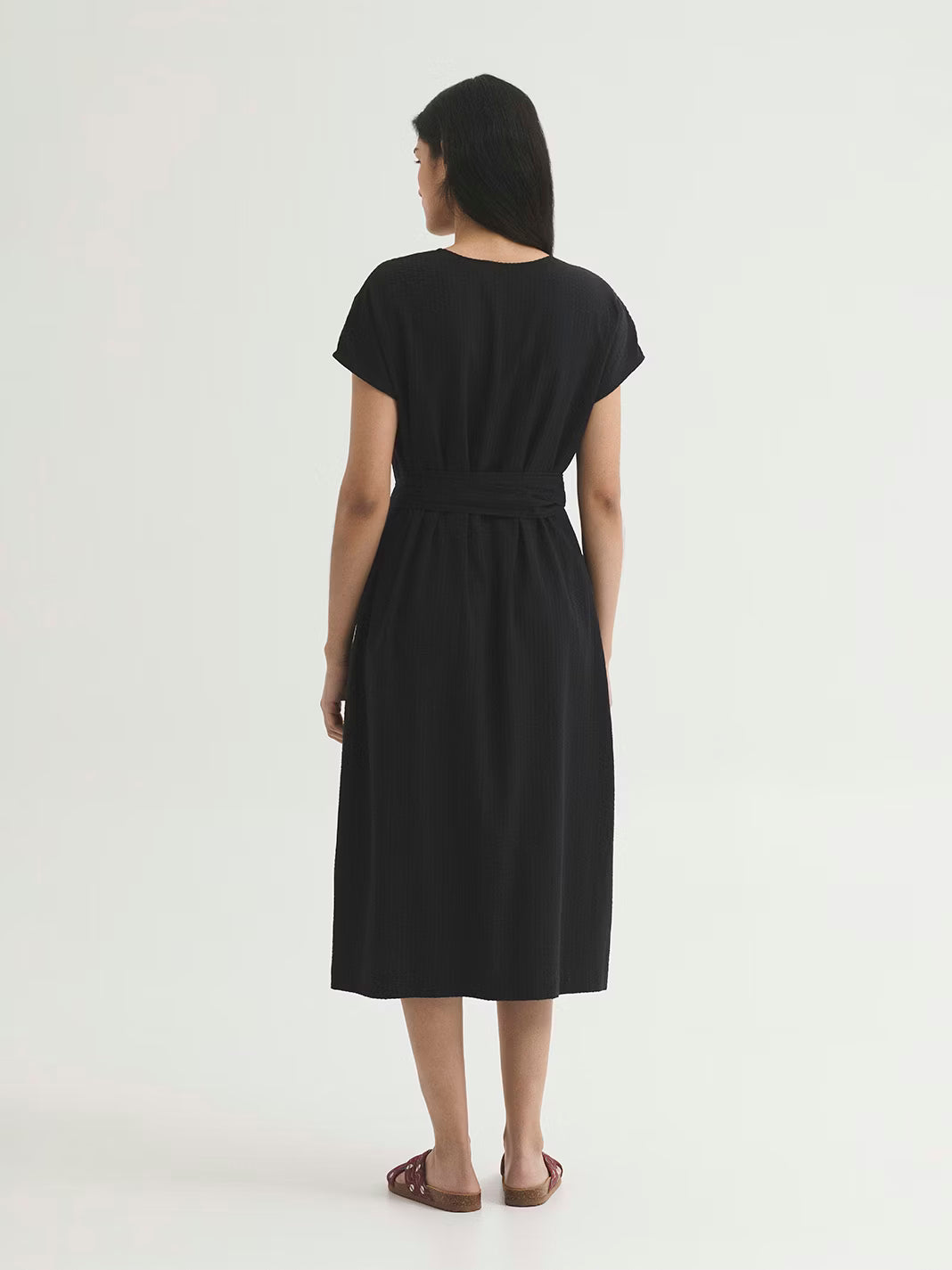 Vestido Seersucker Tencel Preto