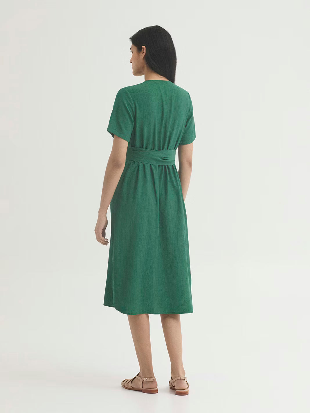 Vestido Cruzado Wrap Em Viscose-Nylon Bambula Verde Brilhante