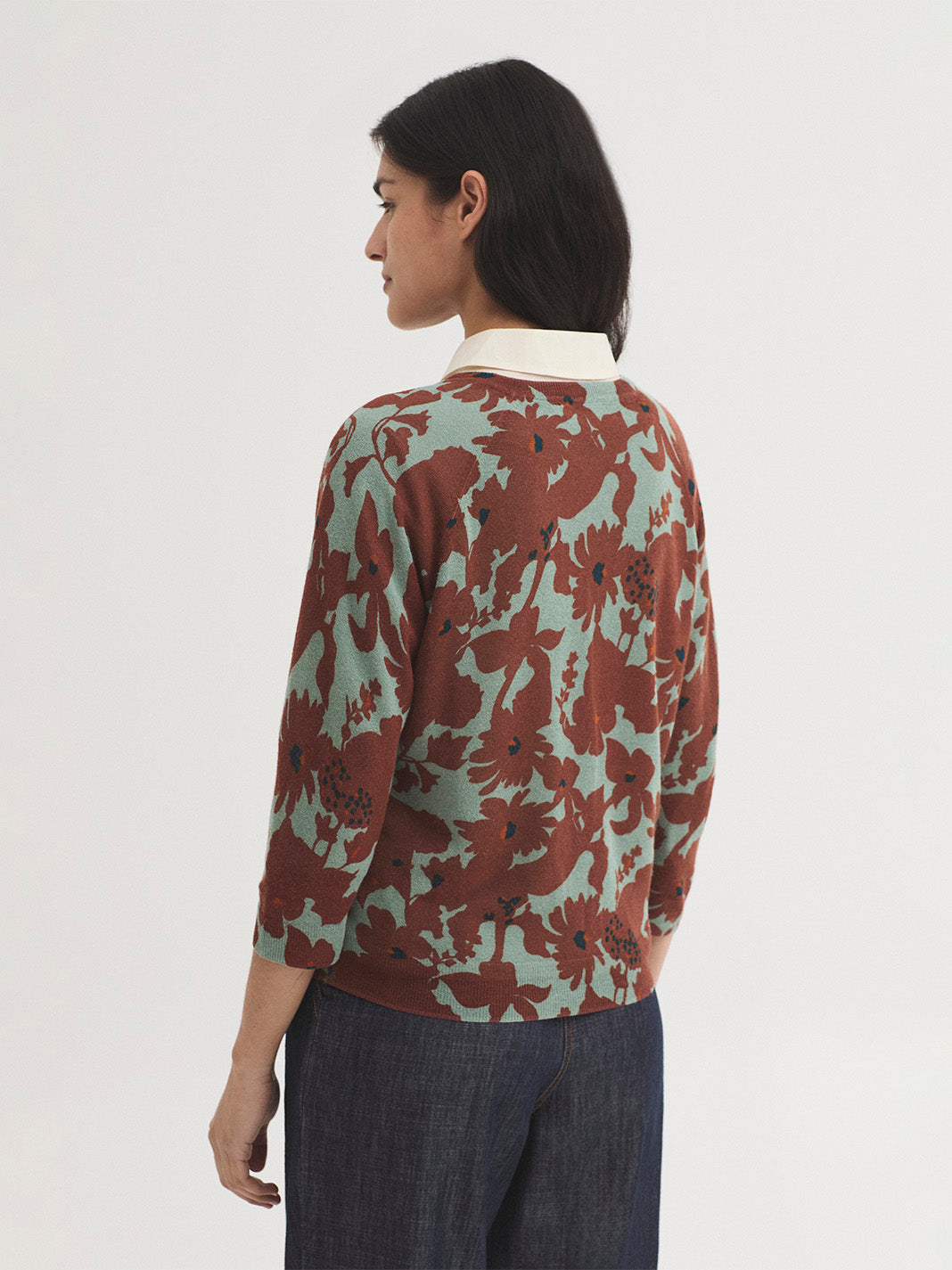 Jersey Penelope Flowers Sweater Verde Azul Agua