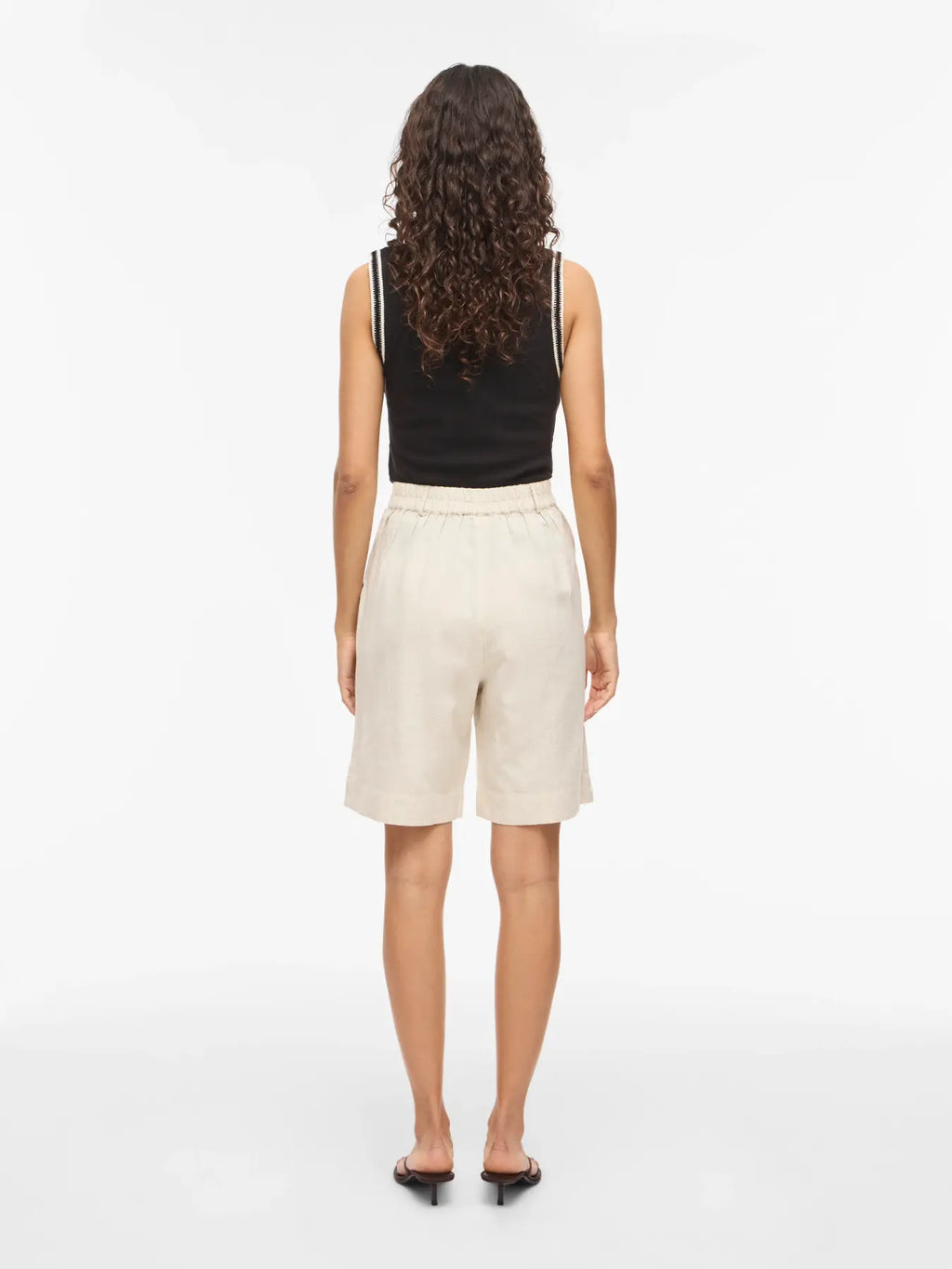Bermudas Viprisilla Talle Alto Natural Jaspeado Claro