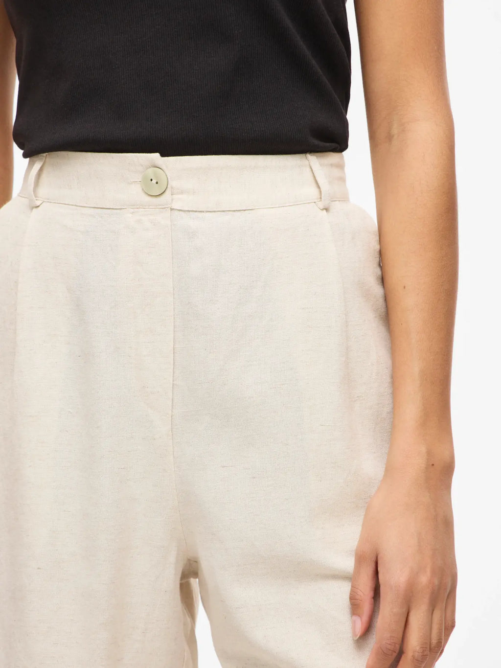 Bermudas Viprisilla Talle Alto Natural Jaspeado Claro