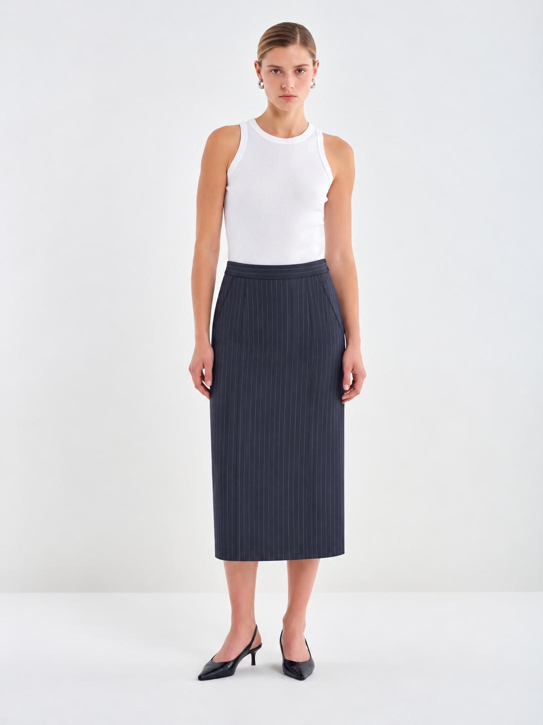 Falda midi recta