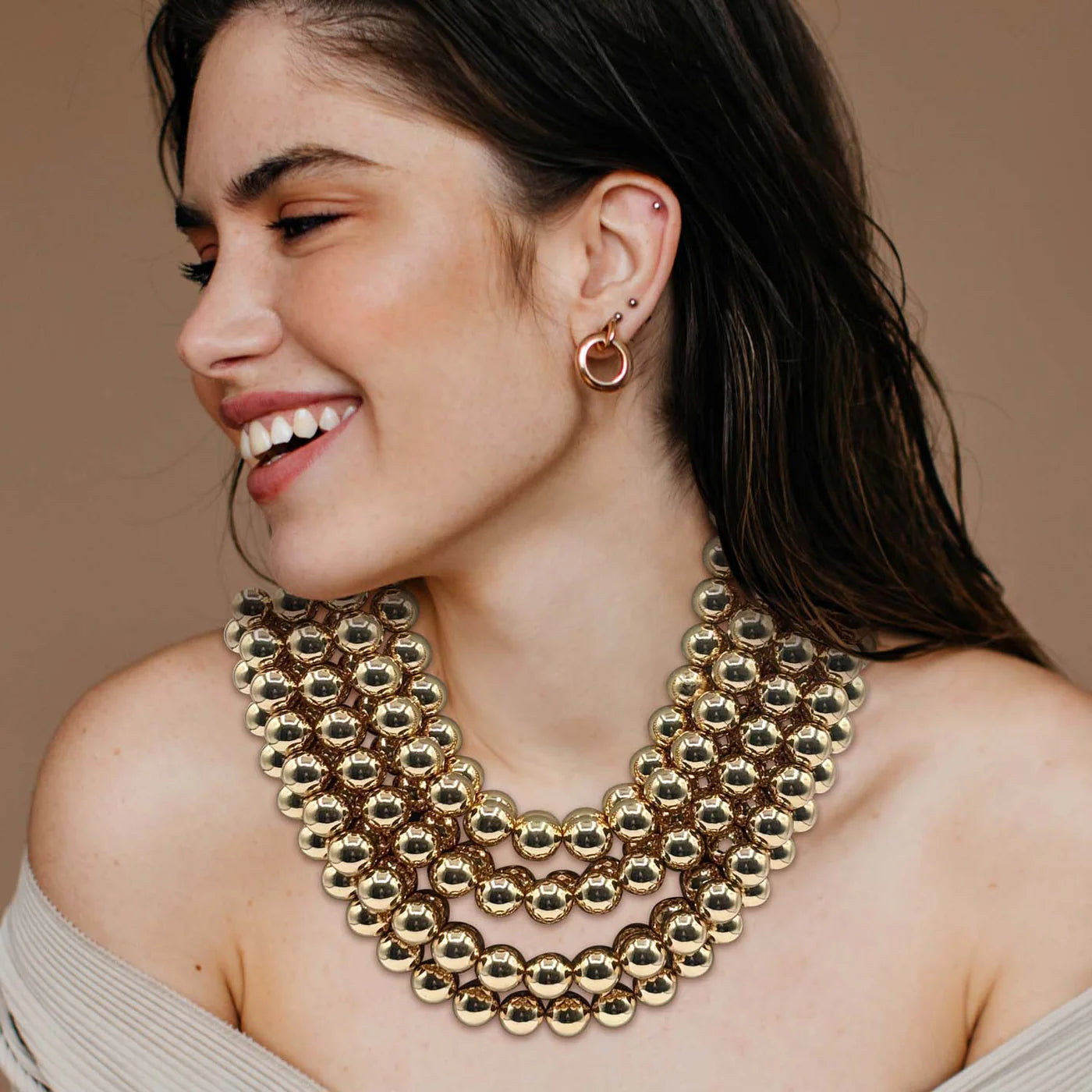 Collar Isadora Dorado de resina de Malaquita