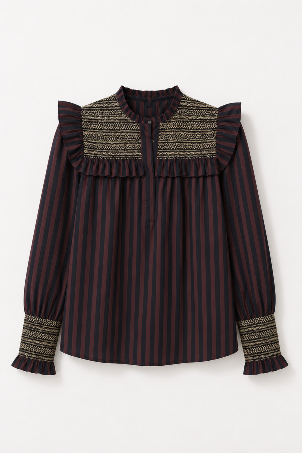 Blusa Conchita de líneas - Chocolate