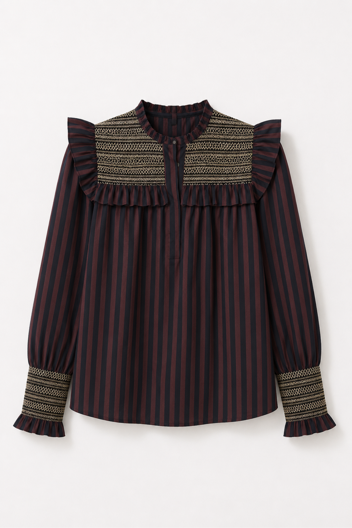 Blusa Conchita de líneas - Chocolate