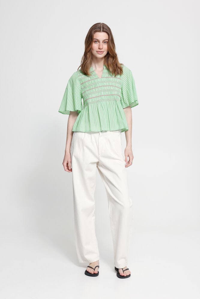Blusa IHLOCY SS Rayas Verdes - OLIVIA BRUTUS