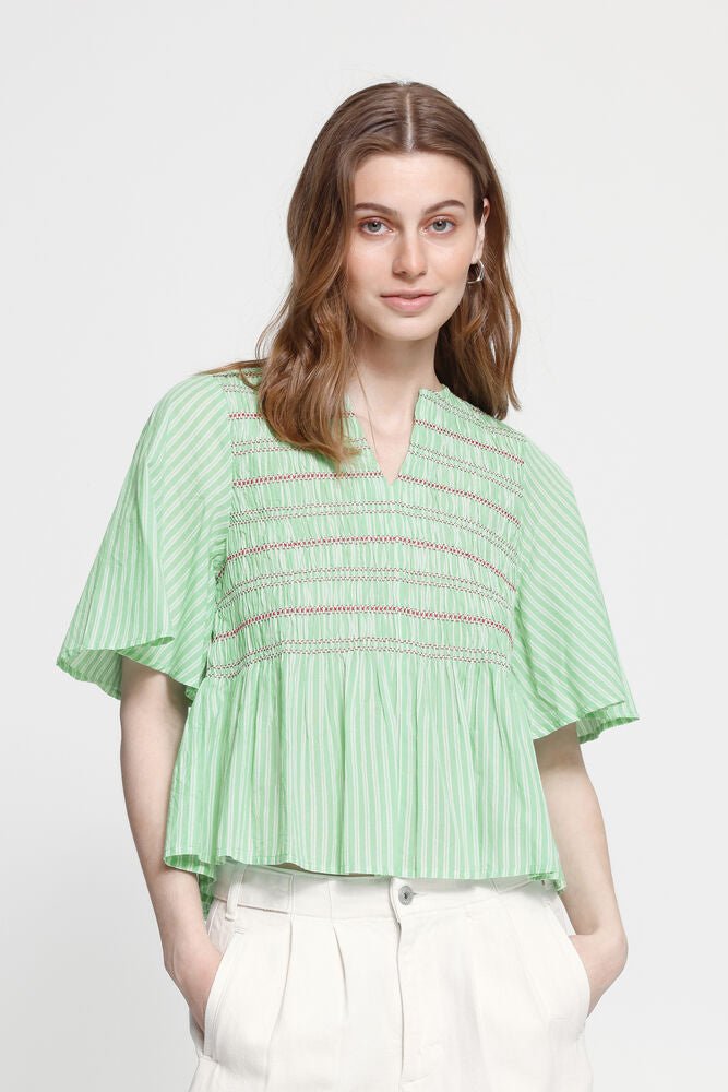Blusa IHLOCY SS Rayas Verdes - OLIVIA BRUTUS