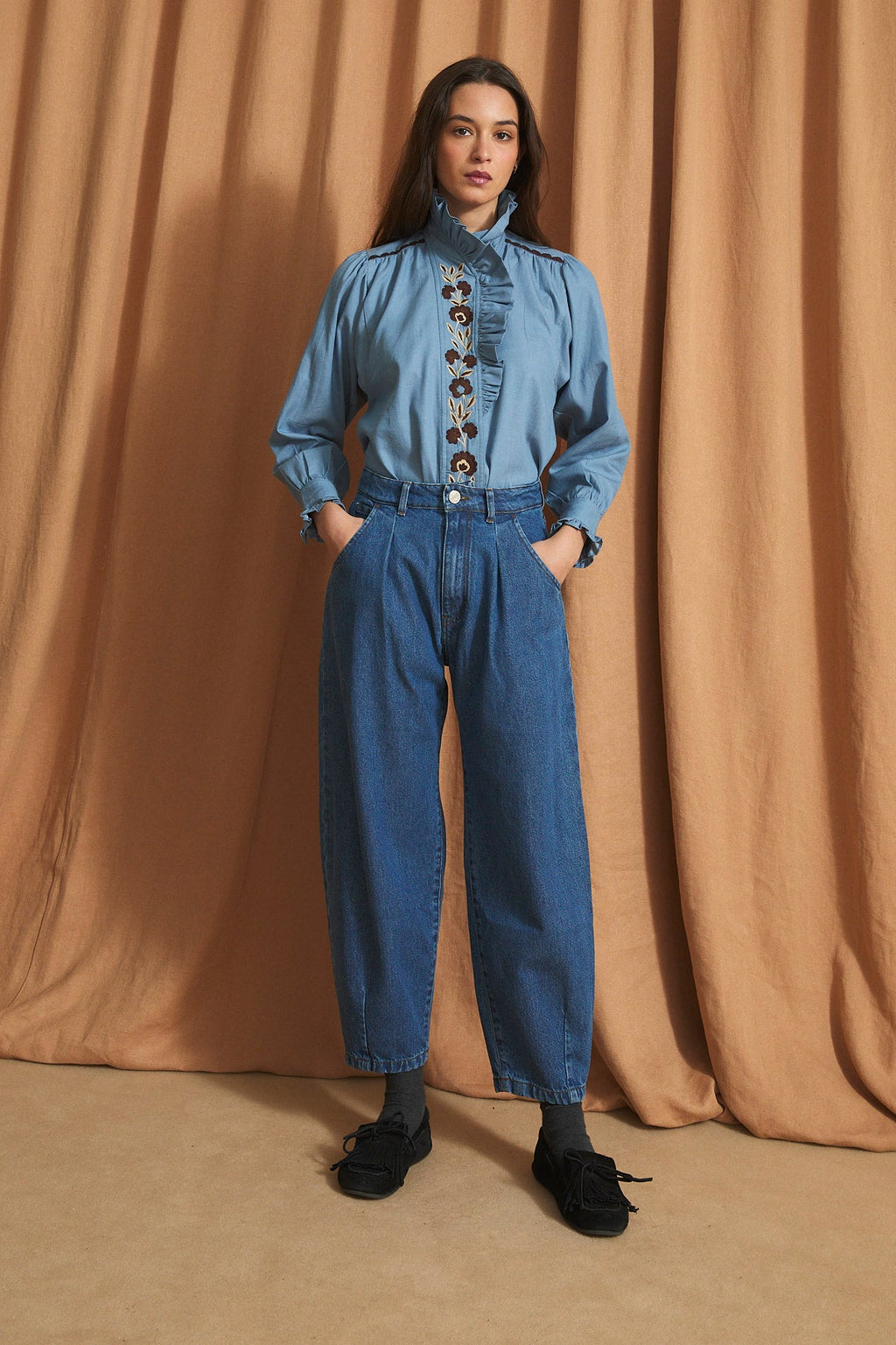 Blusa Mabel de denim - Azul