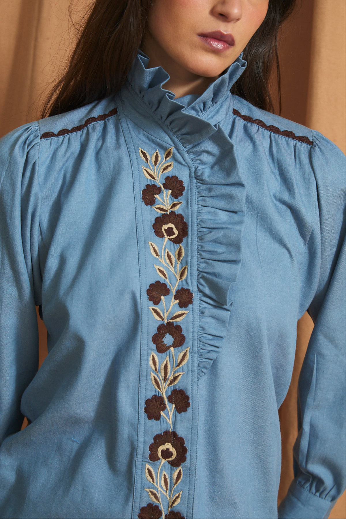 Blusa Mabel de denim - Azul