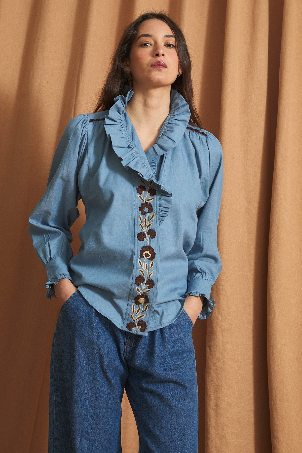 Blusa Mabel de denim - Azul