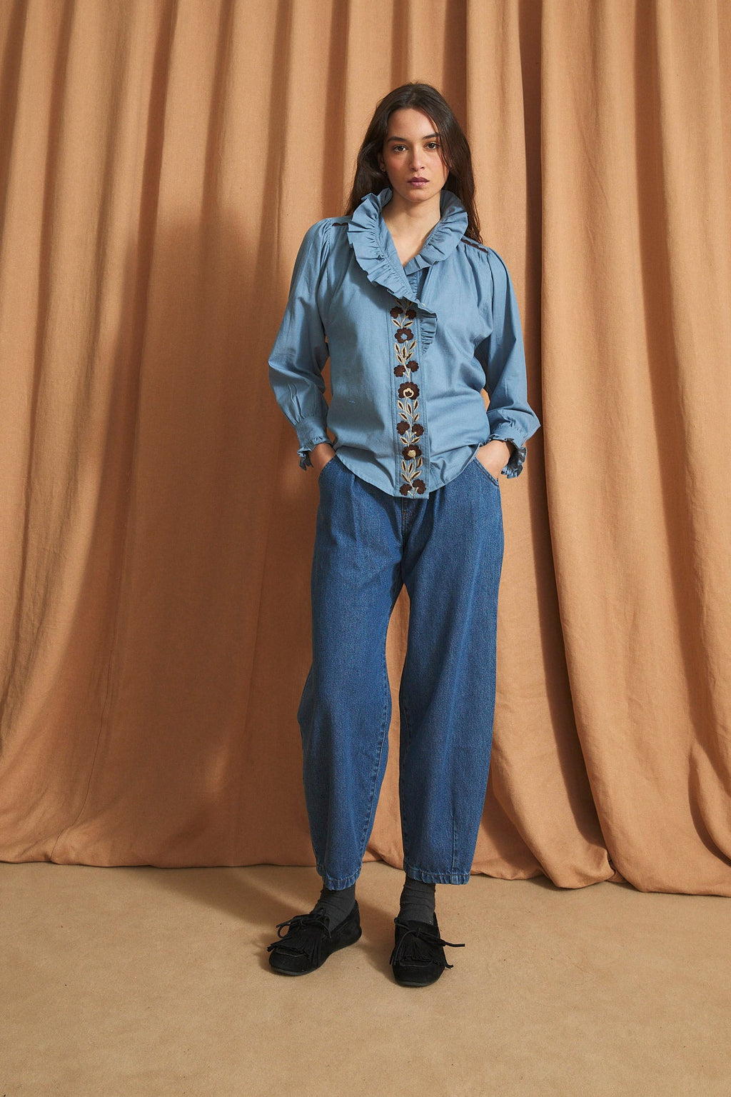 Blusa Mabel de denim - Azul