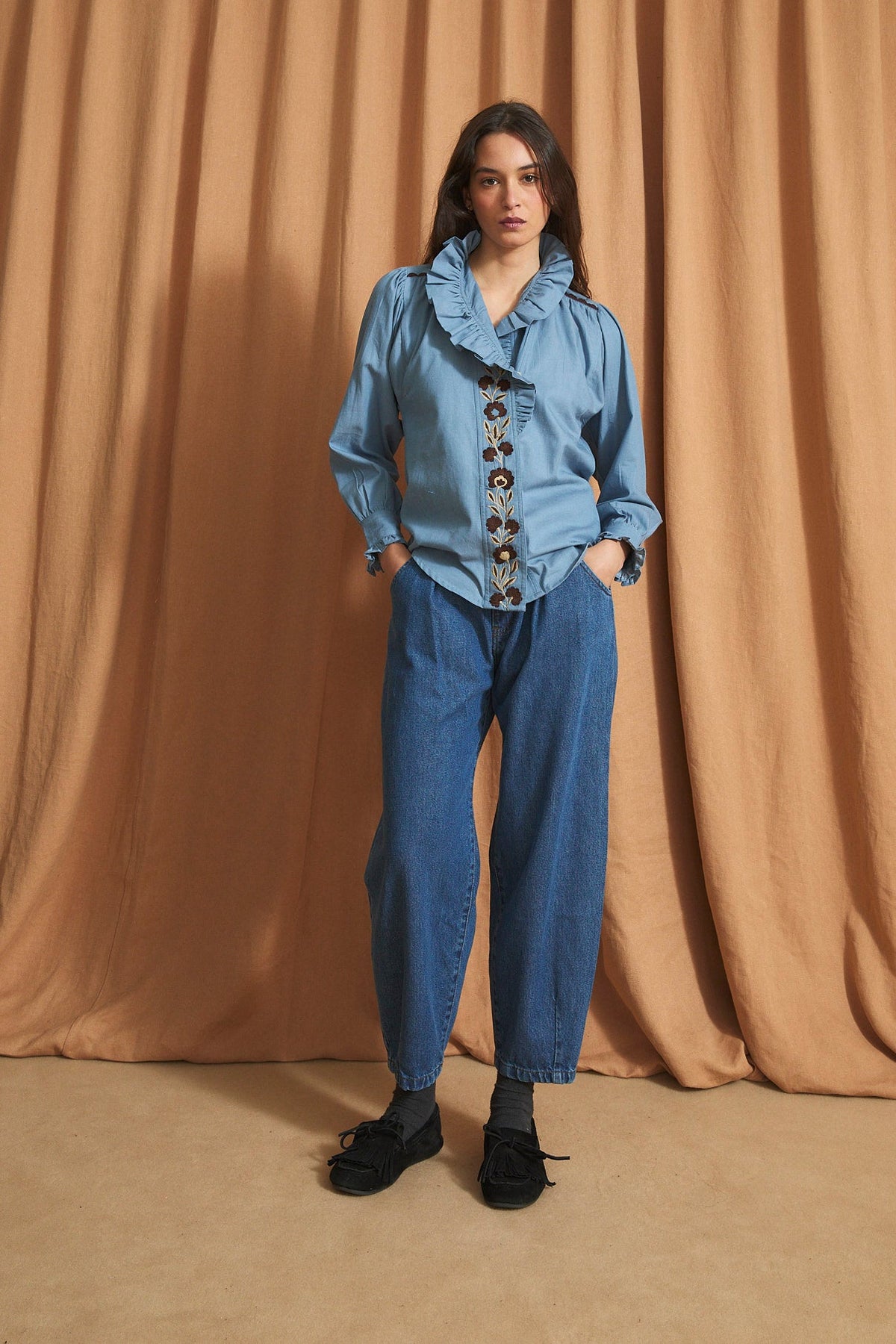 Blusa Mabel de denim - Azul