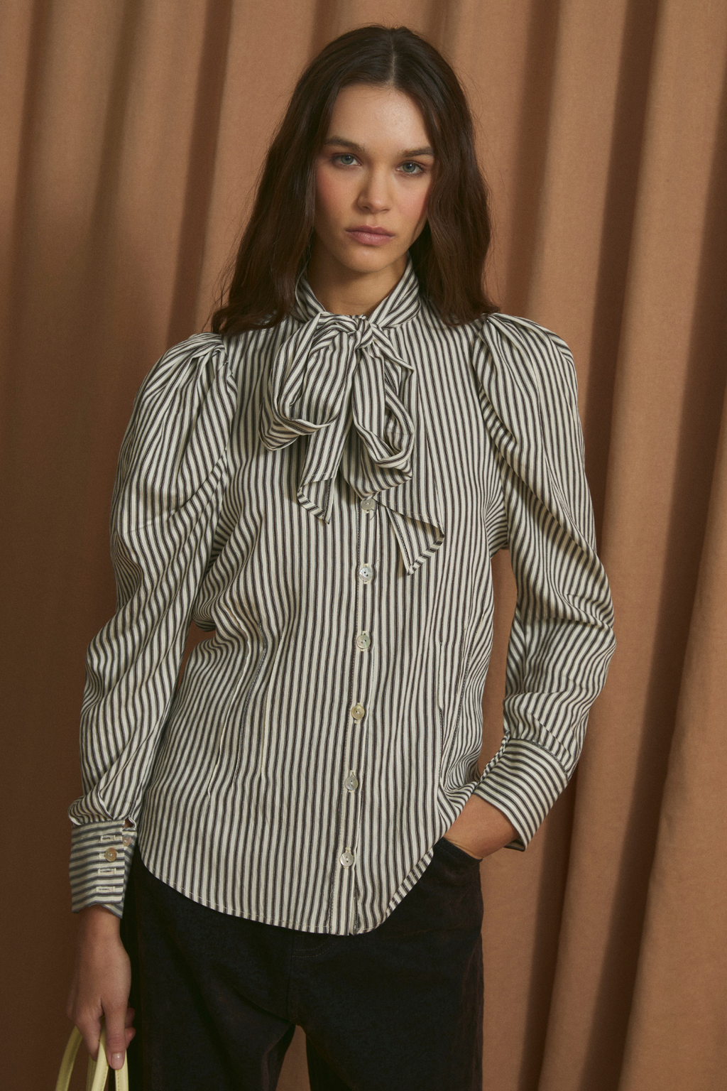 Blusa Pajarita Miniraya Marrón