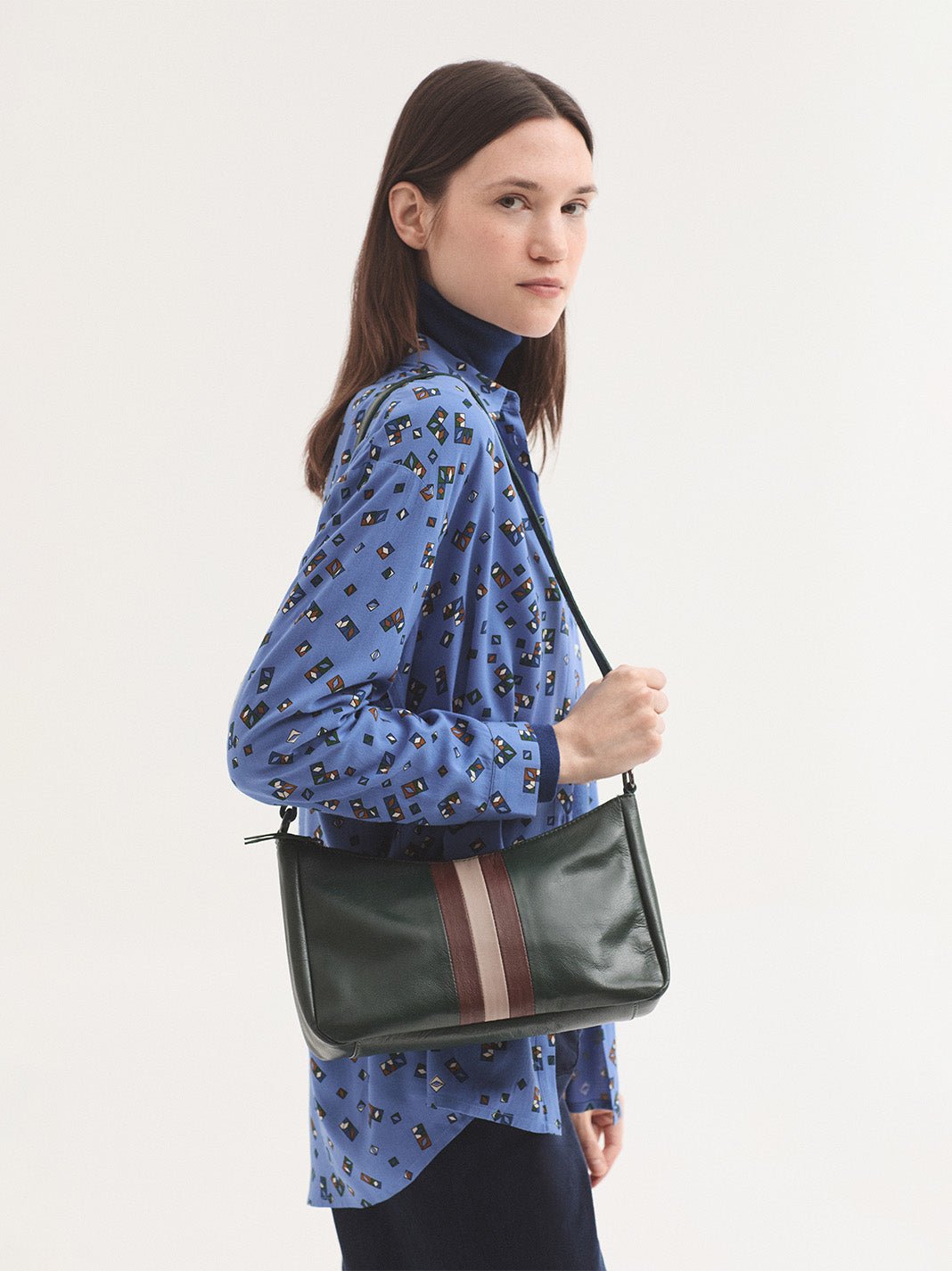 Bolso de piel a rayas tricolor - OLIVIA BRUTUS